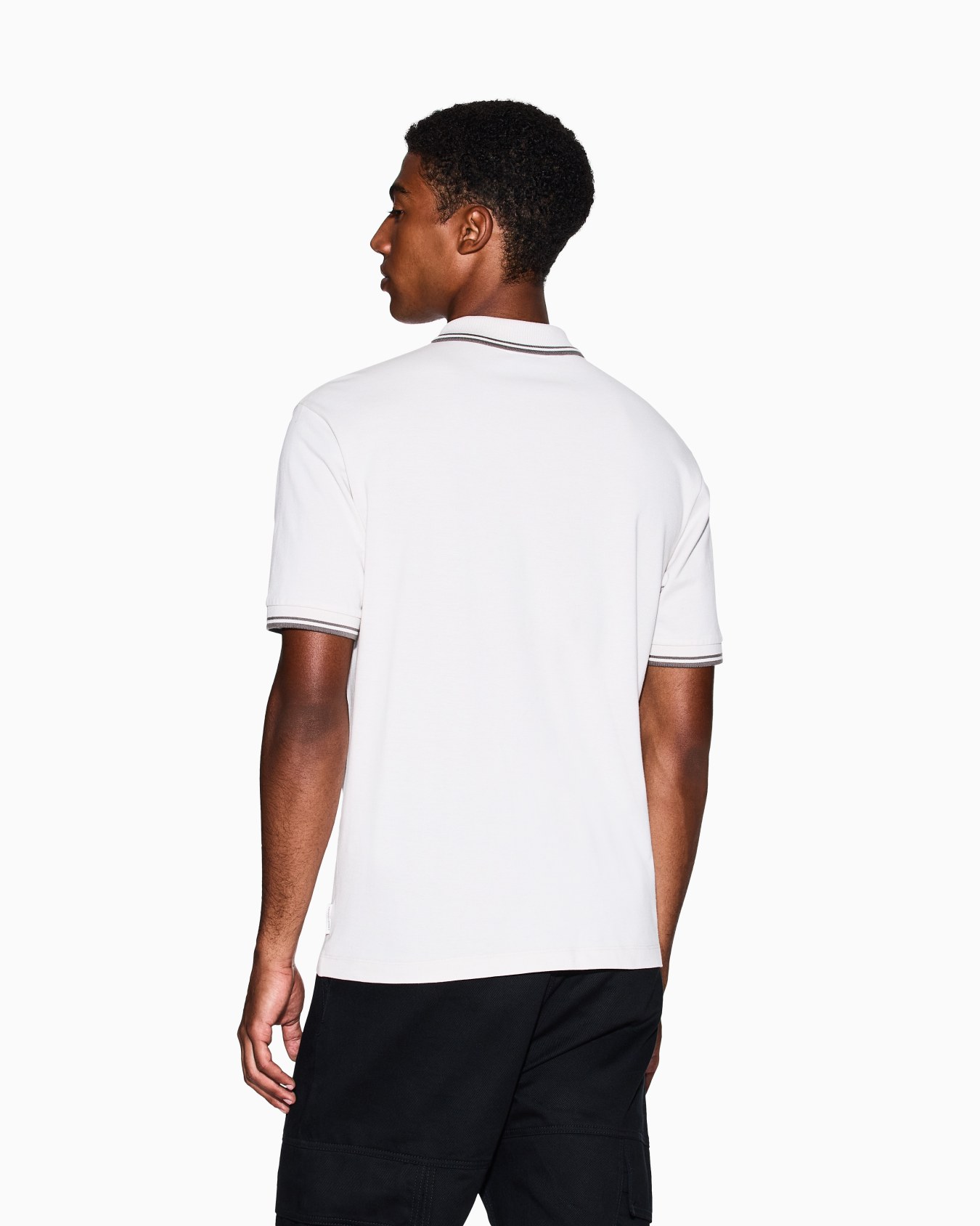 Contrasting piping pique polo shirt Slide 2