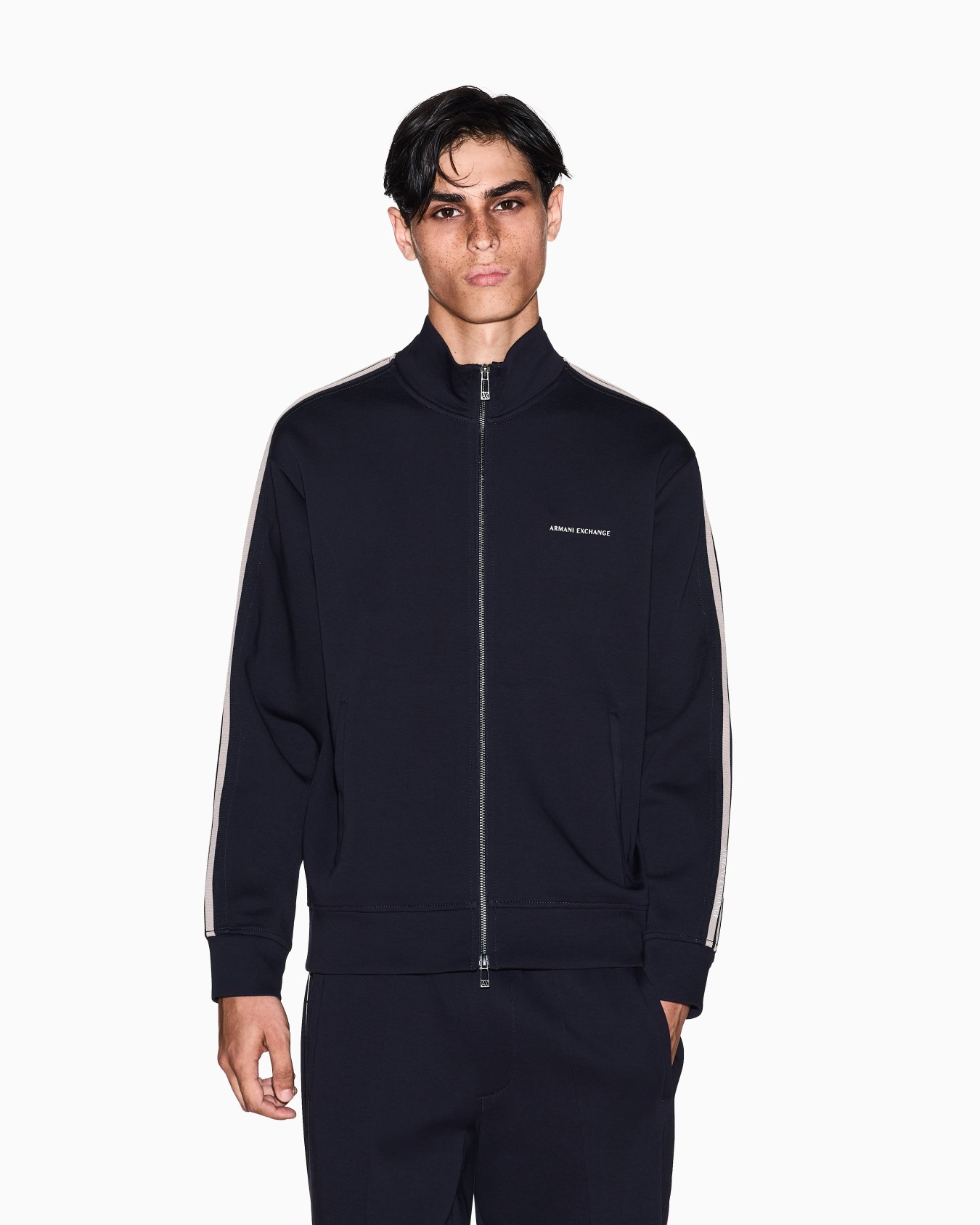 Full-zip sweatshirt with contrasting bands Slide 3