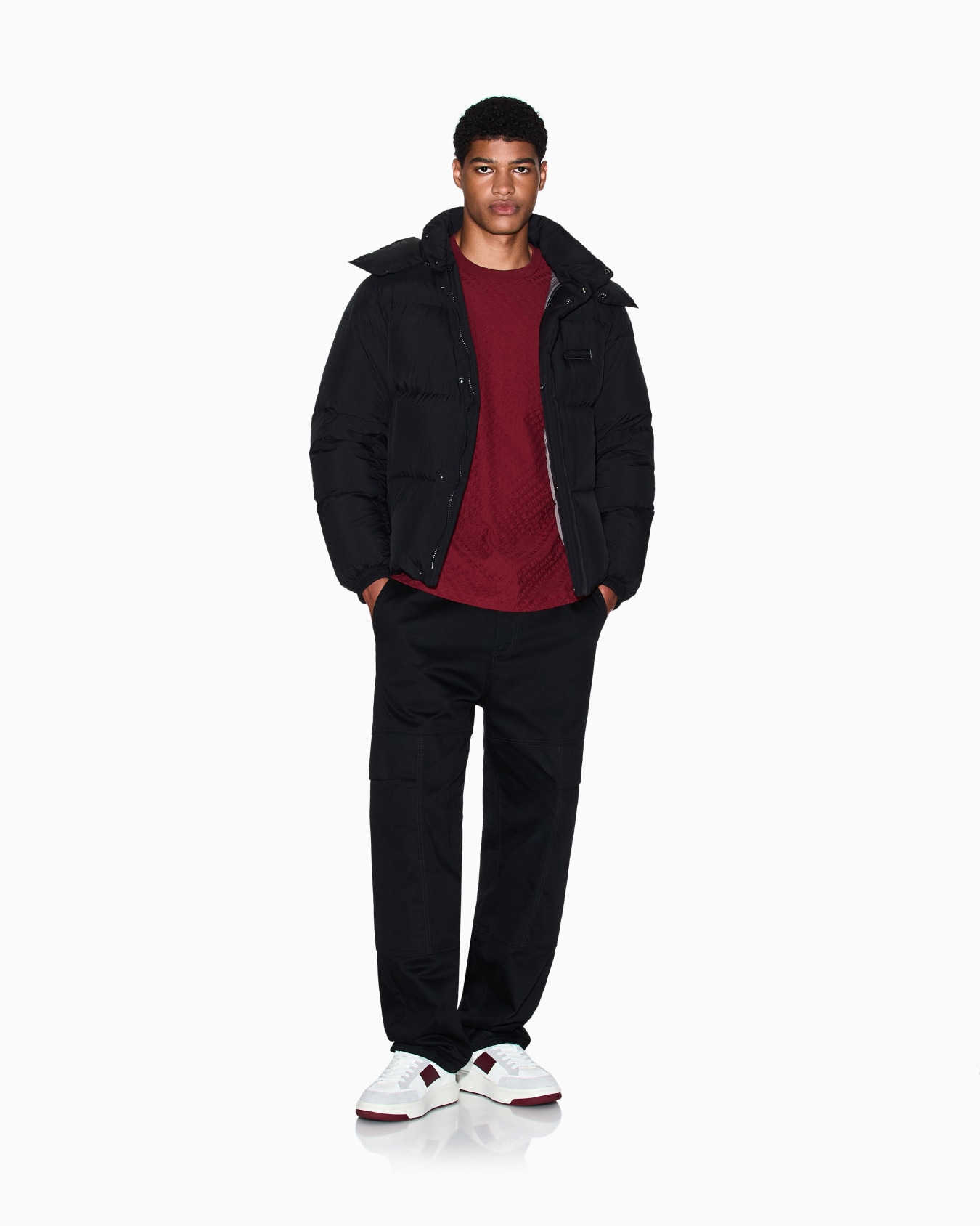 Regular fit t-shirt in jacquard fabric Slide 1