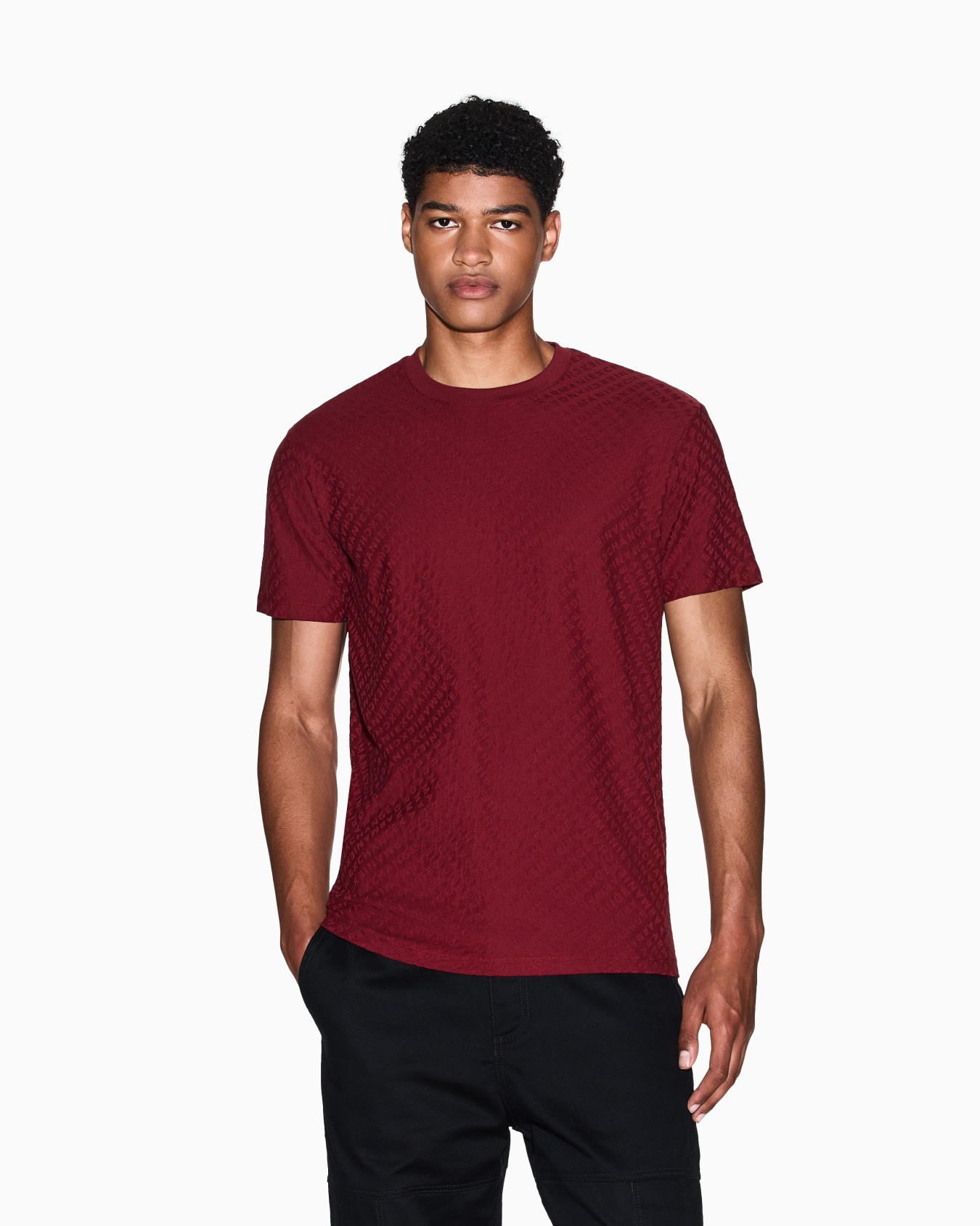 Regular fit t-shirt in jacquard fabric Slide 3