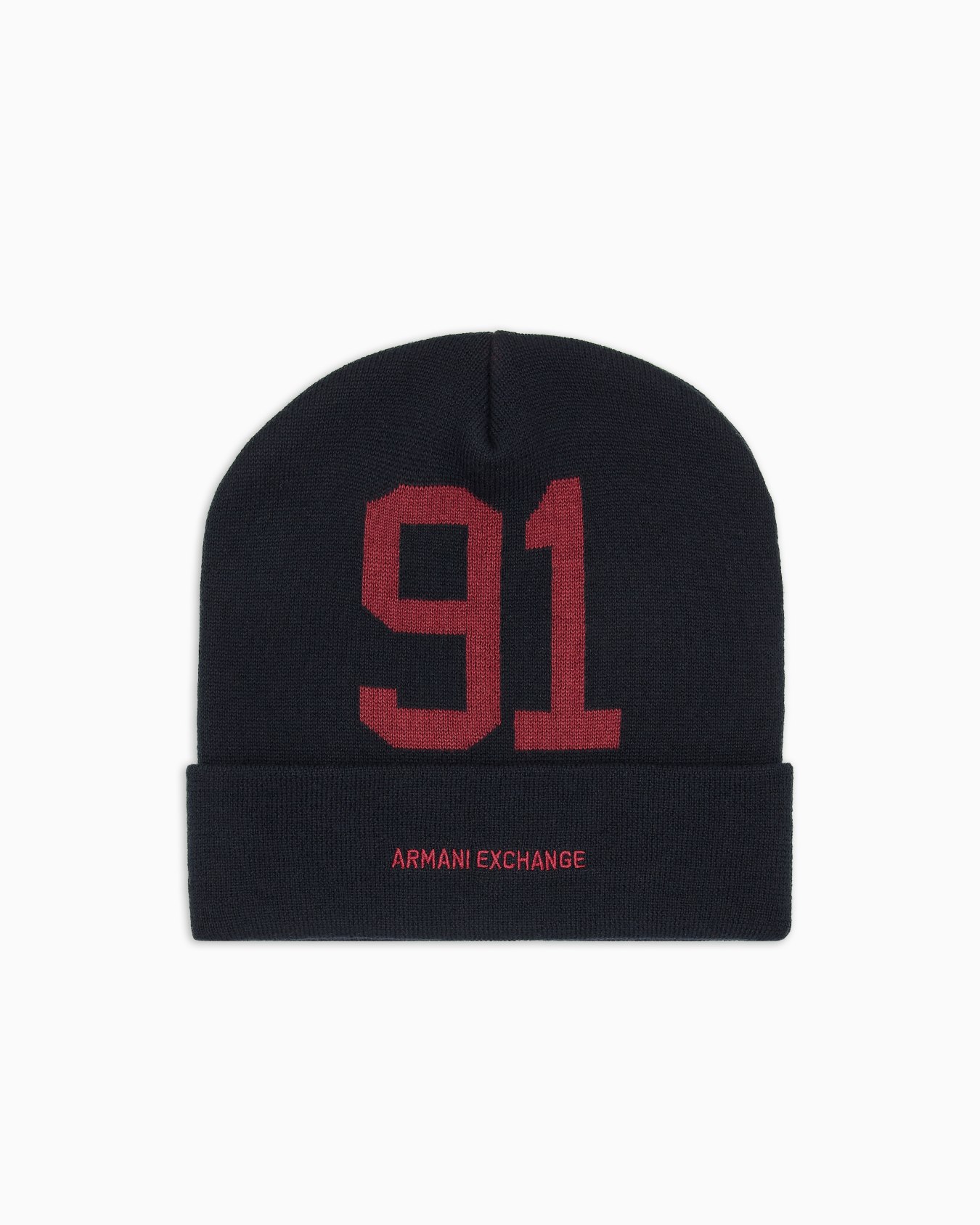 A|X RIBBED KNIT 91 LOGO BEANIE Slide 0