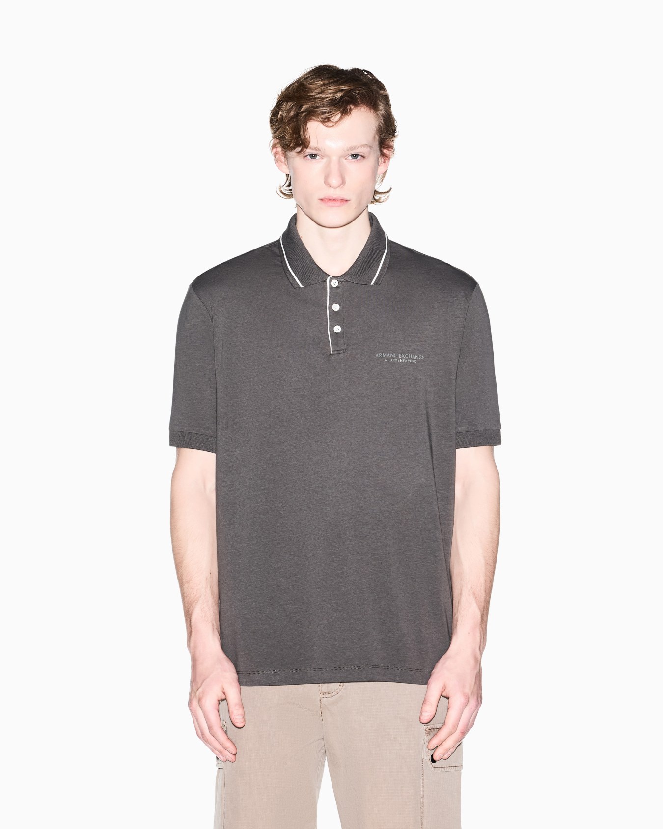 Regular fit polo shirt in stretch jersey Slide 2