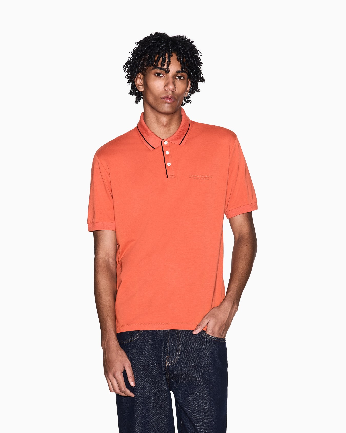 Regular fit polo shirt in stretch jersey Slide 3