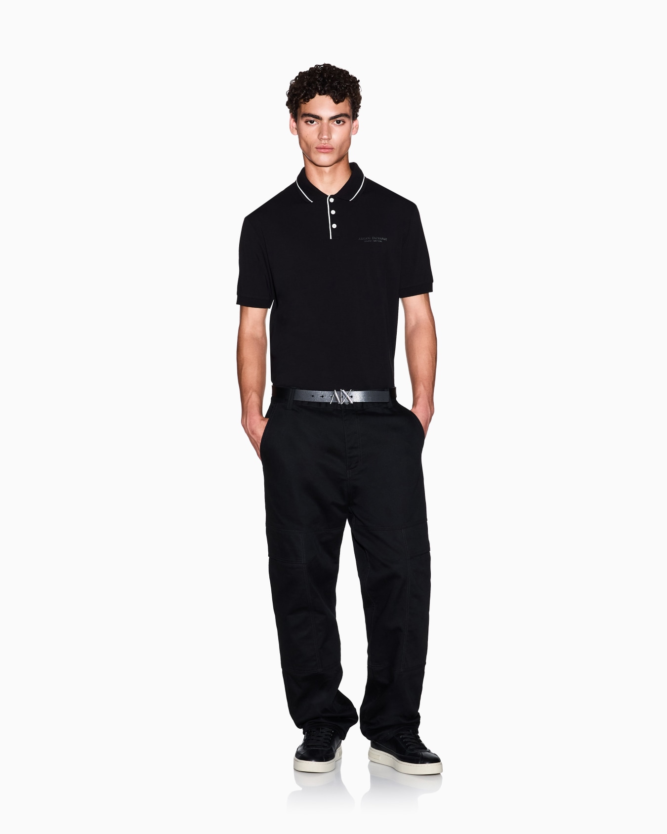 Regular fit polo shirt in stretch jersey Slide 1