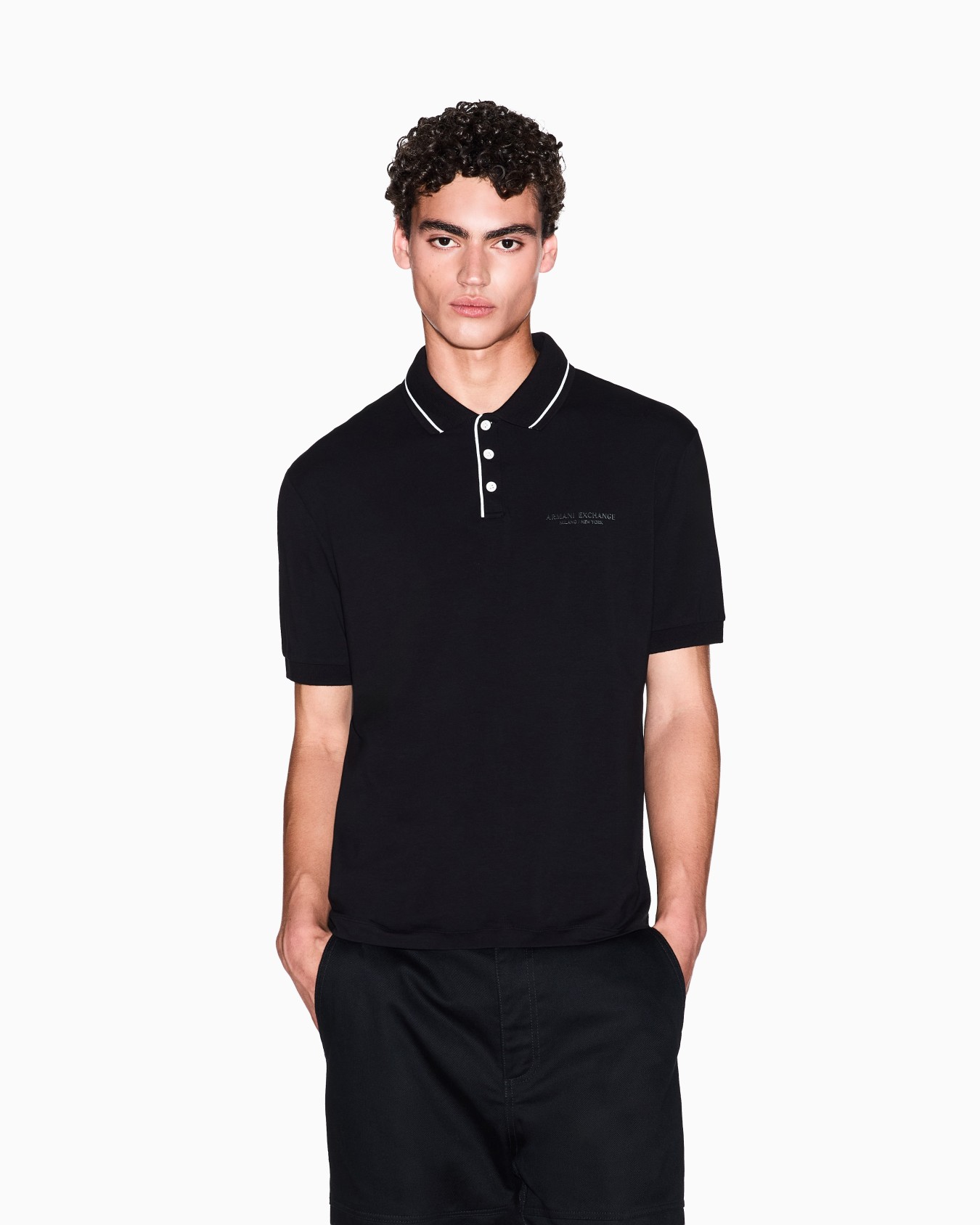 Regular fit polo shirt in stretch jersey Slide 3