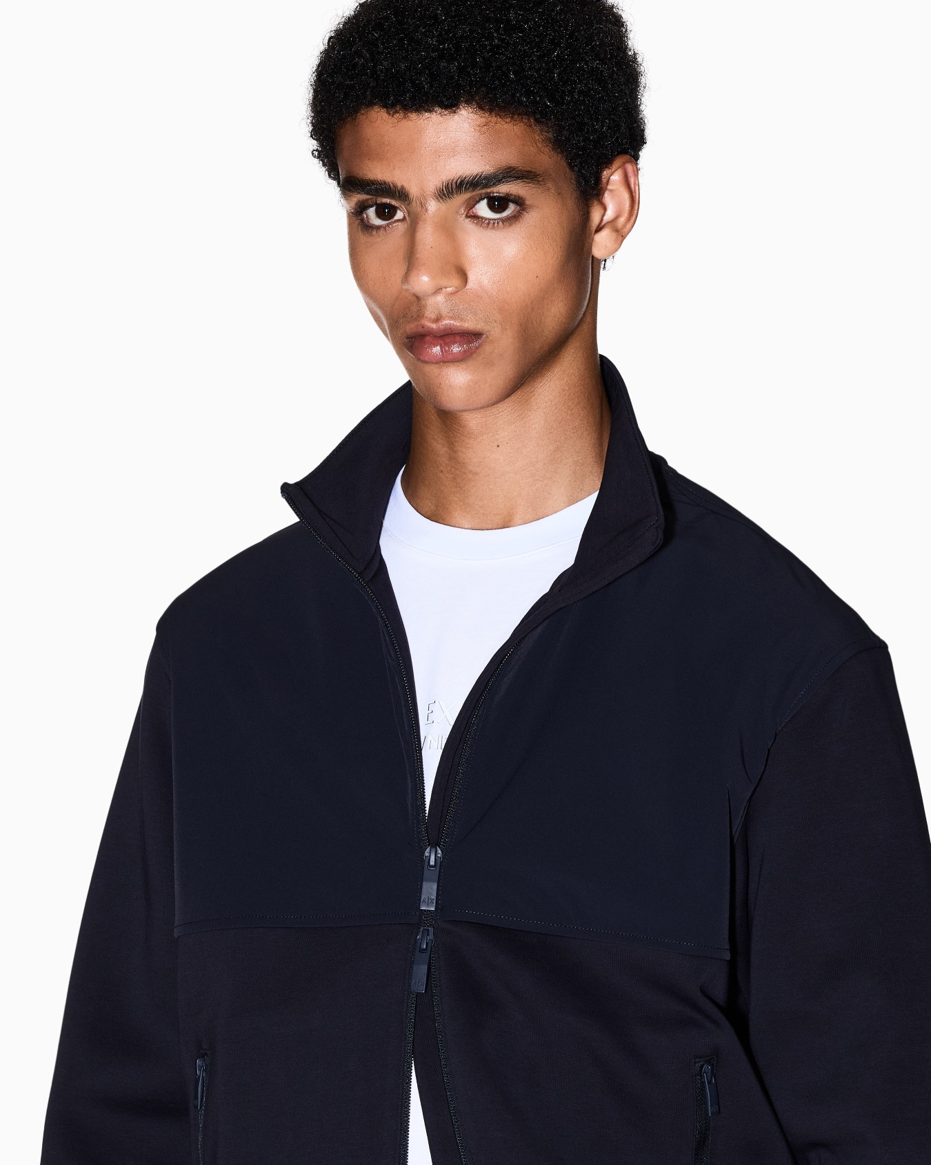 FULL ZIP STRETCH COTTON BLEND SWEATSHIRT Slide 4