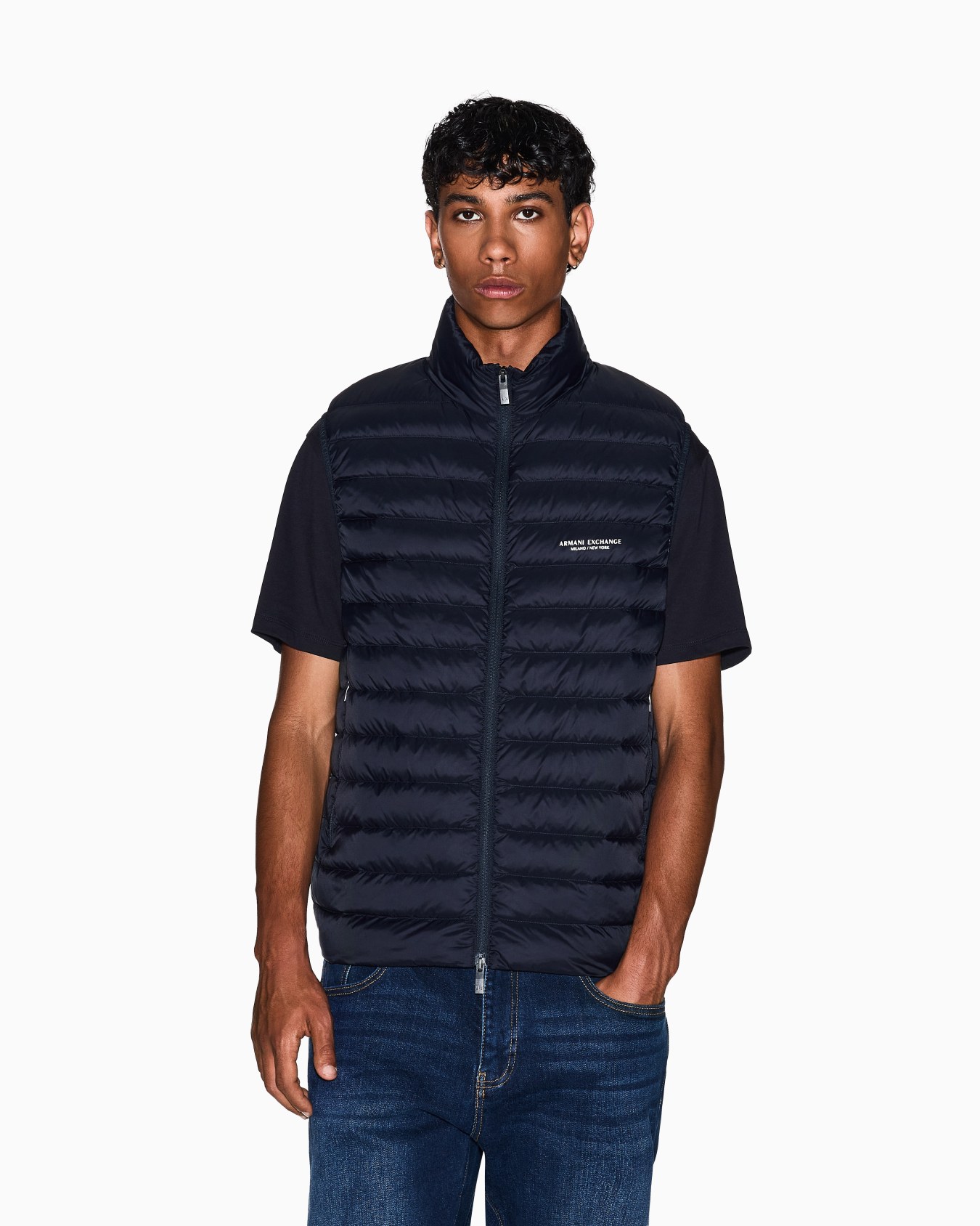 Chaqueta de plumas sin mangas con cremallera completa Diapositiva 3