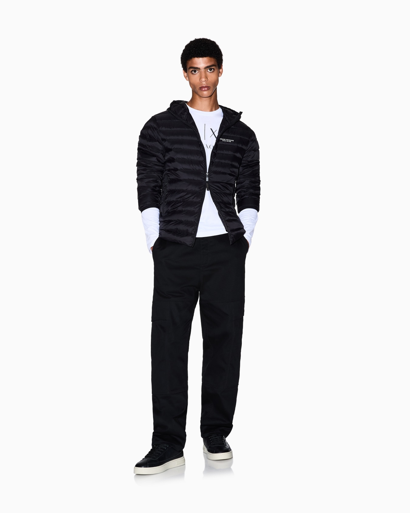 Full zip down jacket with hood Slide 1