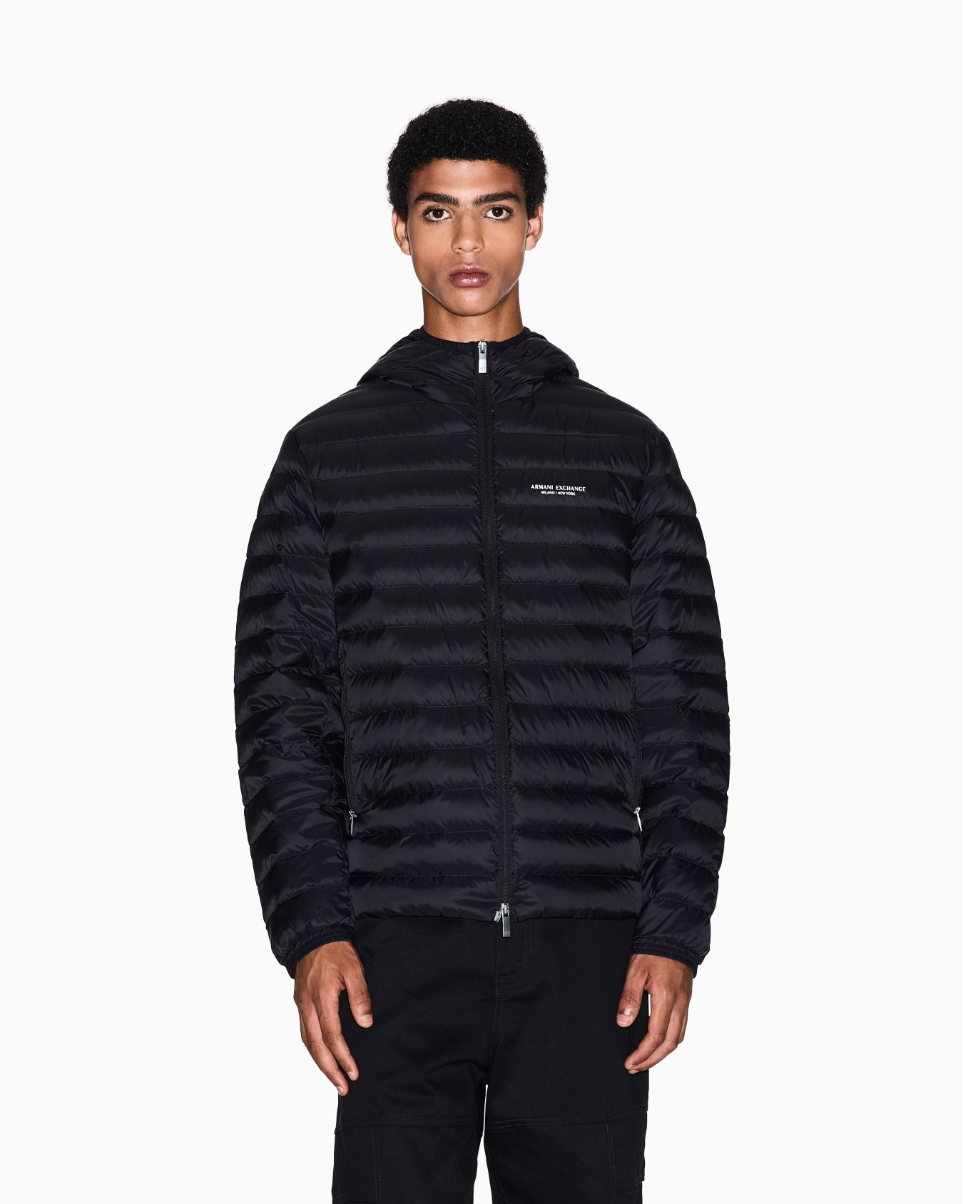 Full zip down jacket with hood Slide 3