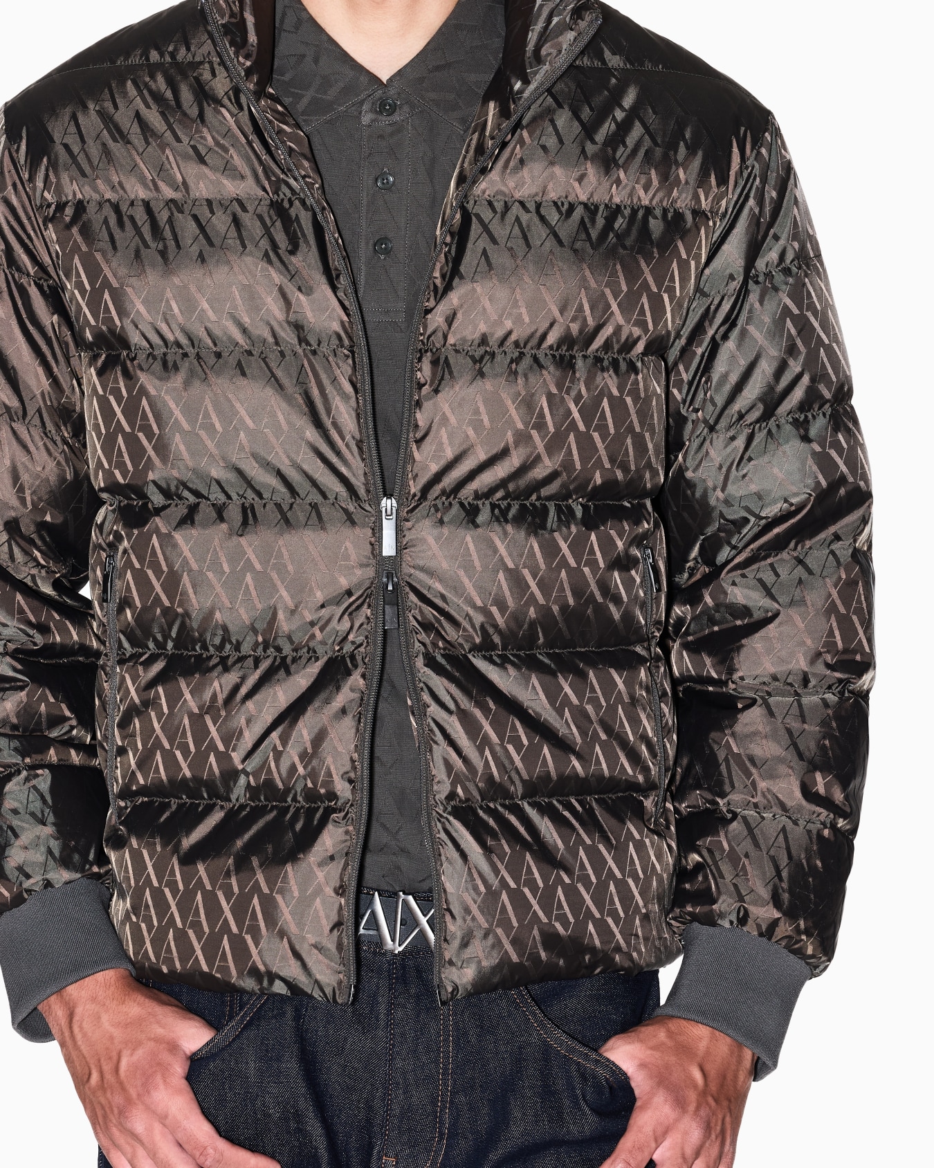 TONE ON TONE ALLOVER LOGO PUFFER JACKET Slide 4