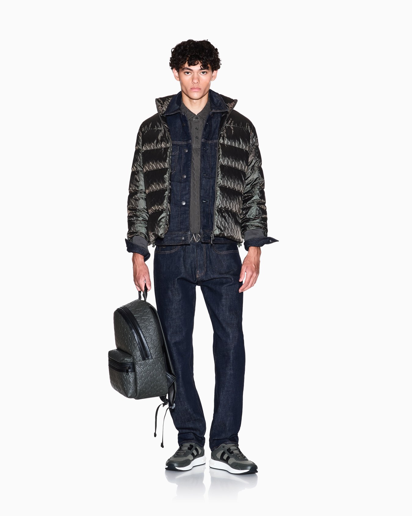 TONE ON TONE ALLOVER LOGO PUFFER JACKET Slide 1