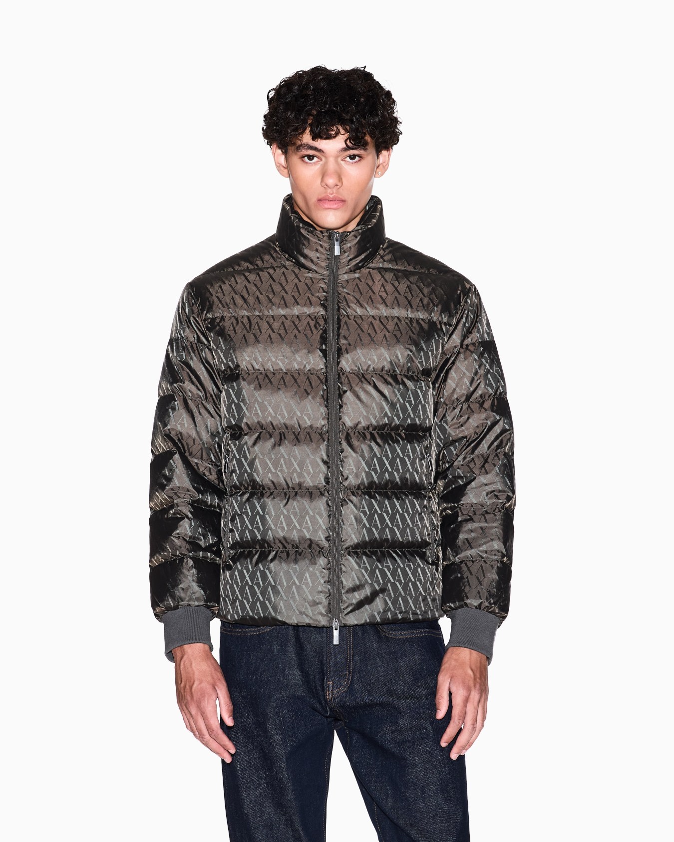 TONE ON TONE ALLOVER LOGO PUFFER JACKET Slide 3