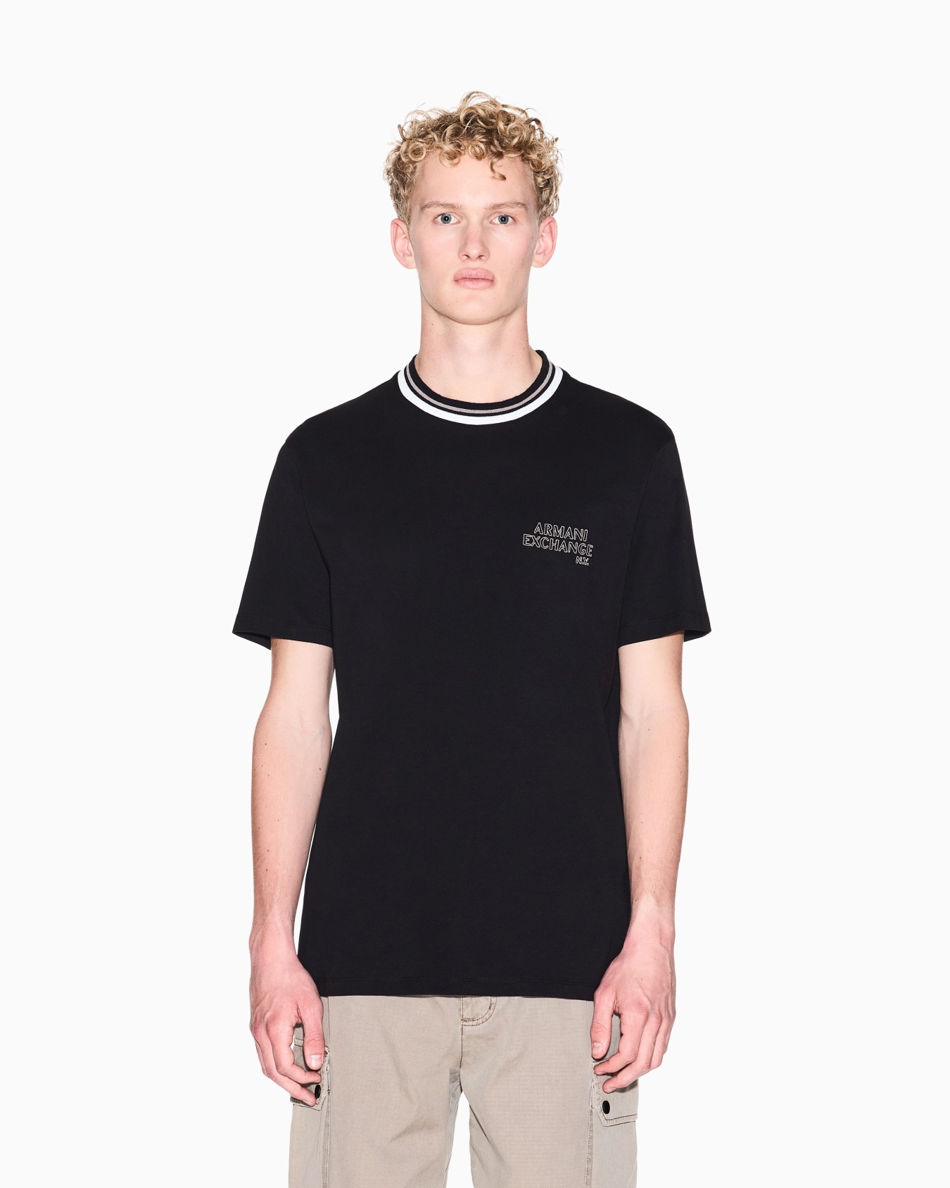 AXロゴ リブドネック 半袖Tシャツ スライドする 3