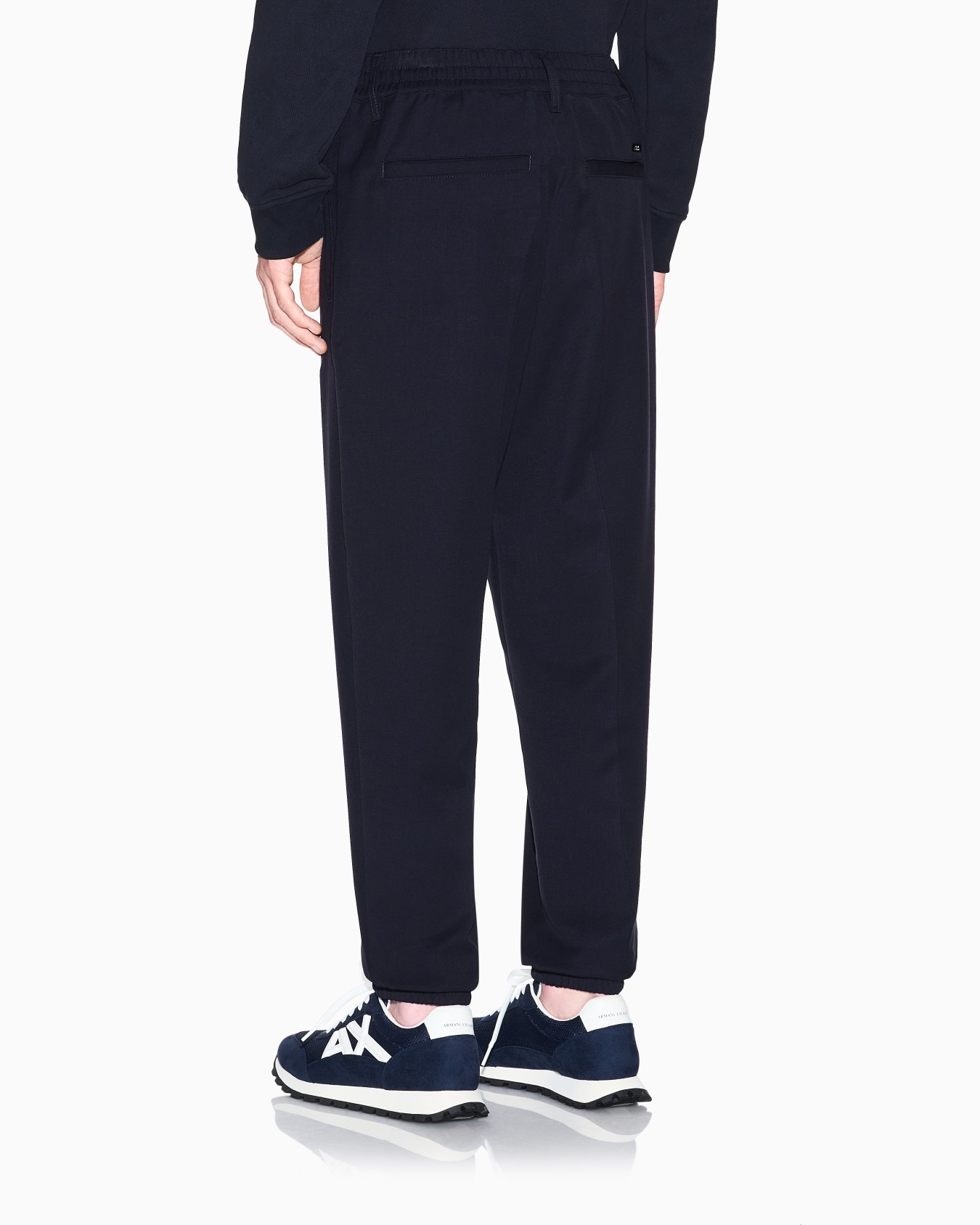 Black cropped trousers with drawstring Slide 2