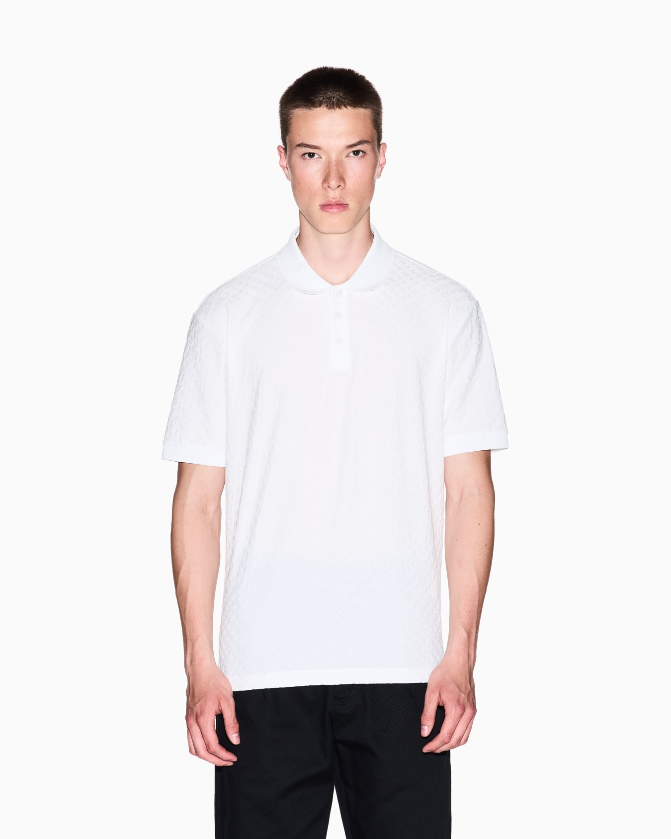 Regular fit polo shirt with allover logo Slide 3