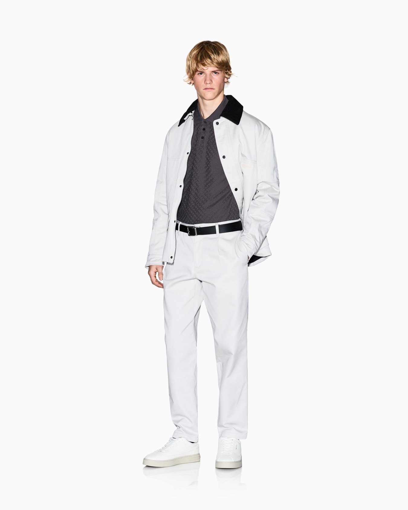Regular fit polo shirt with allover logo Slide 1