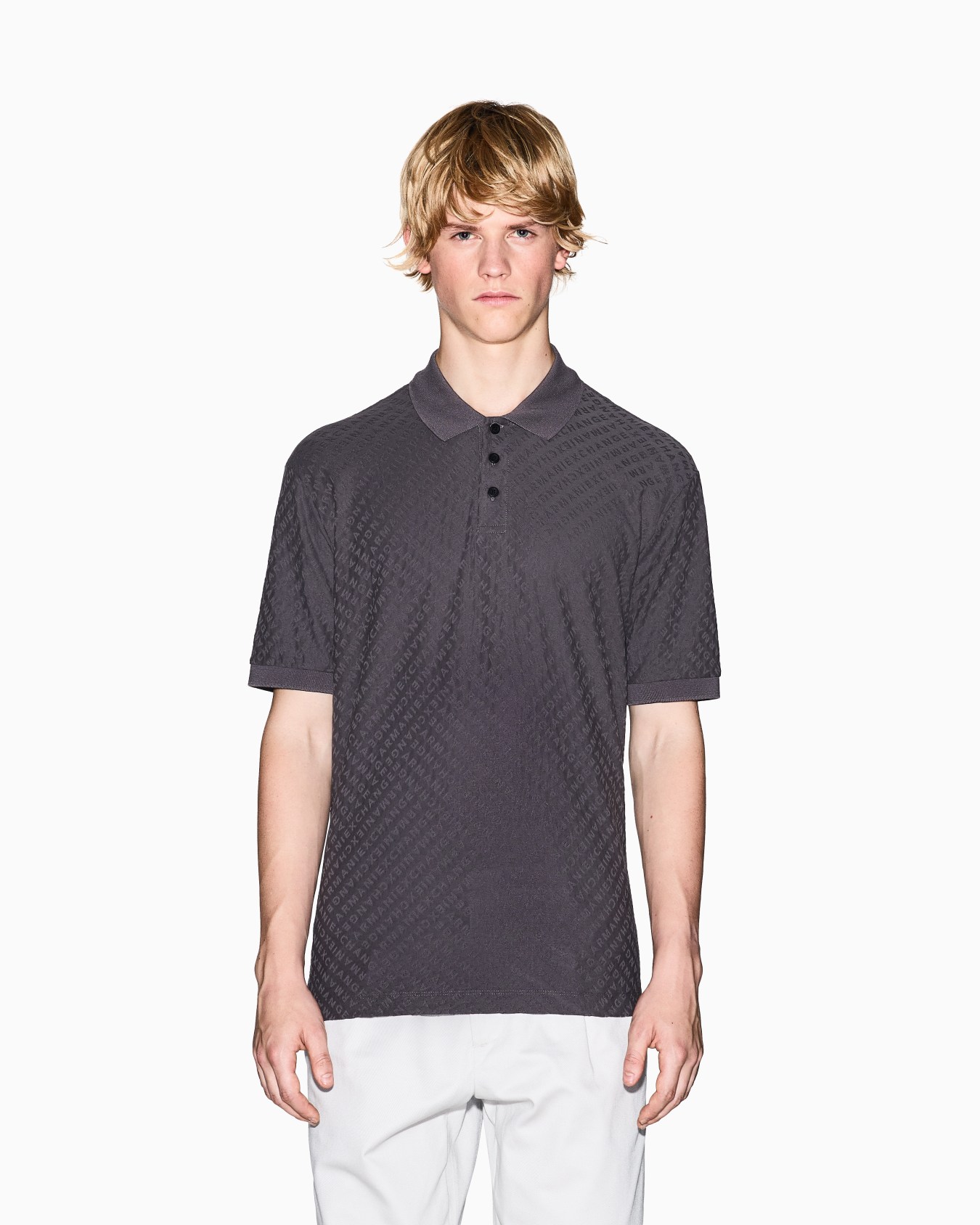 Regular fit polo shirt with allover logo Slide 3