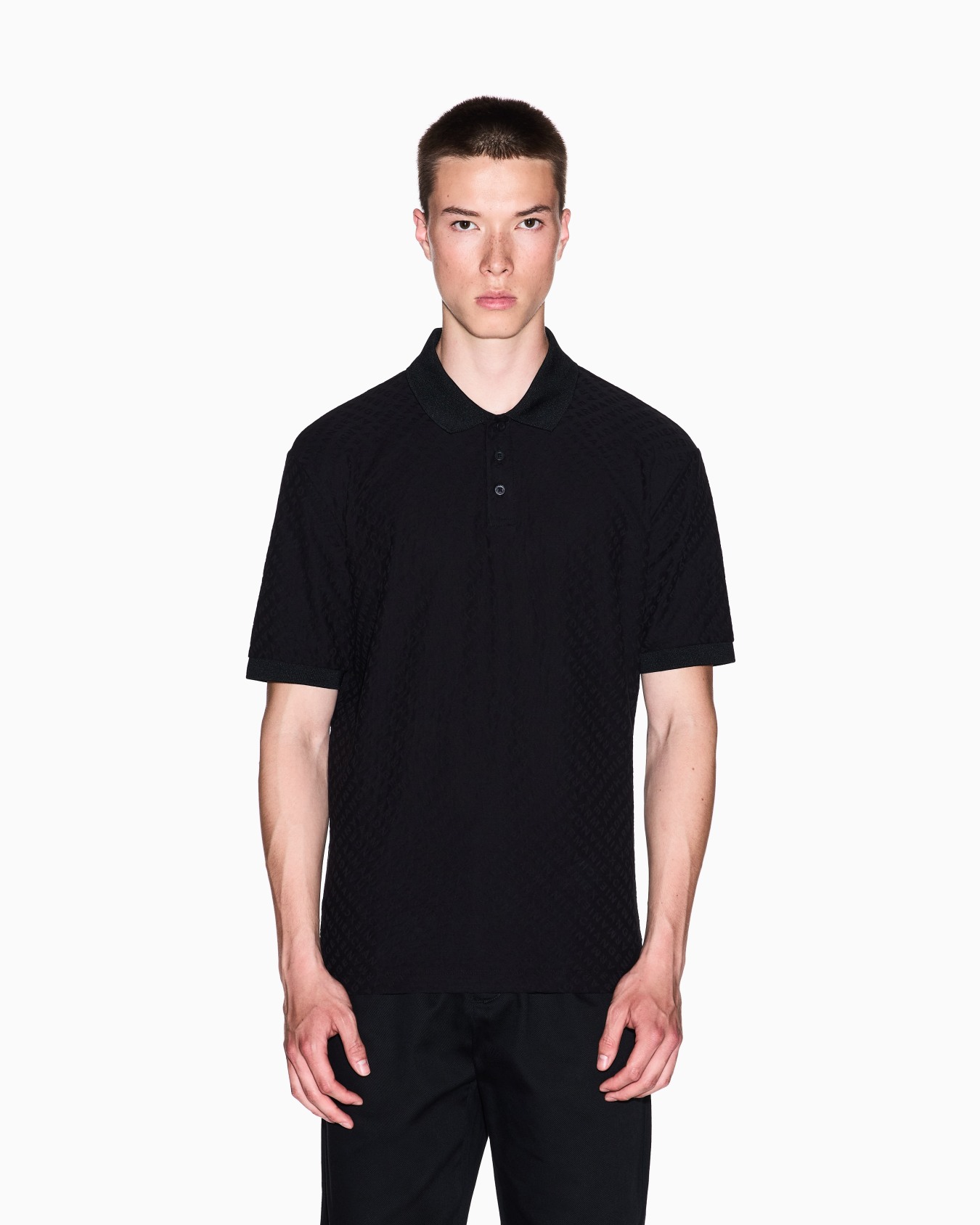 Regular fit polo shirt with allover logo Slide 3