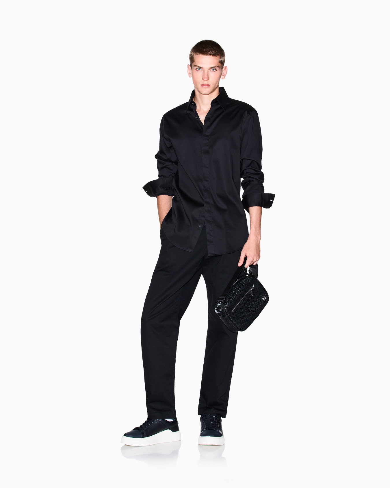 Slim-fit stretch cotton shirt Slide 1