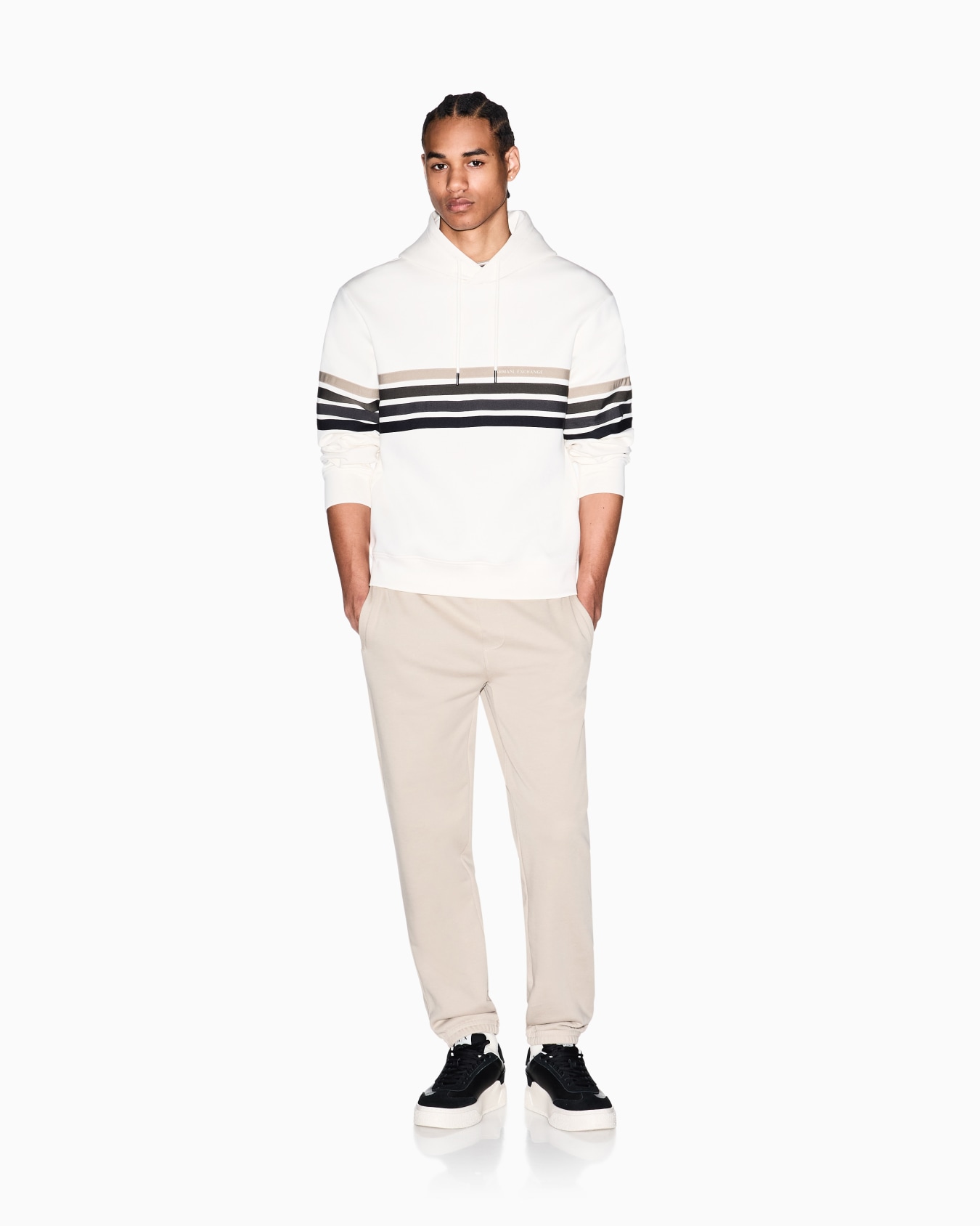 Structured Hooded Sweatshirt in Technical Stretch Cotton Slide 1