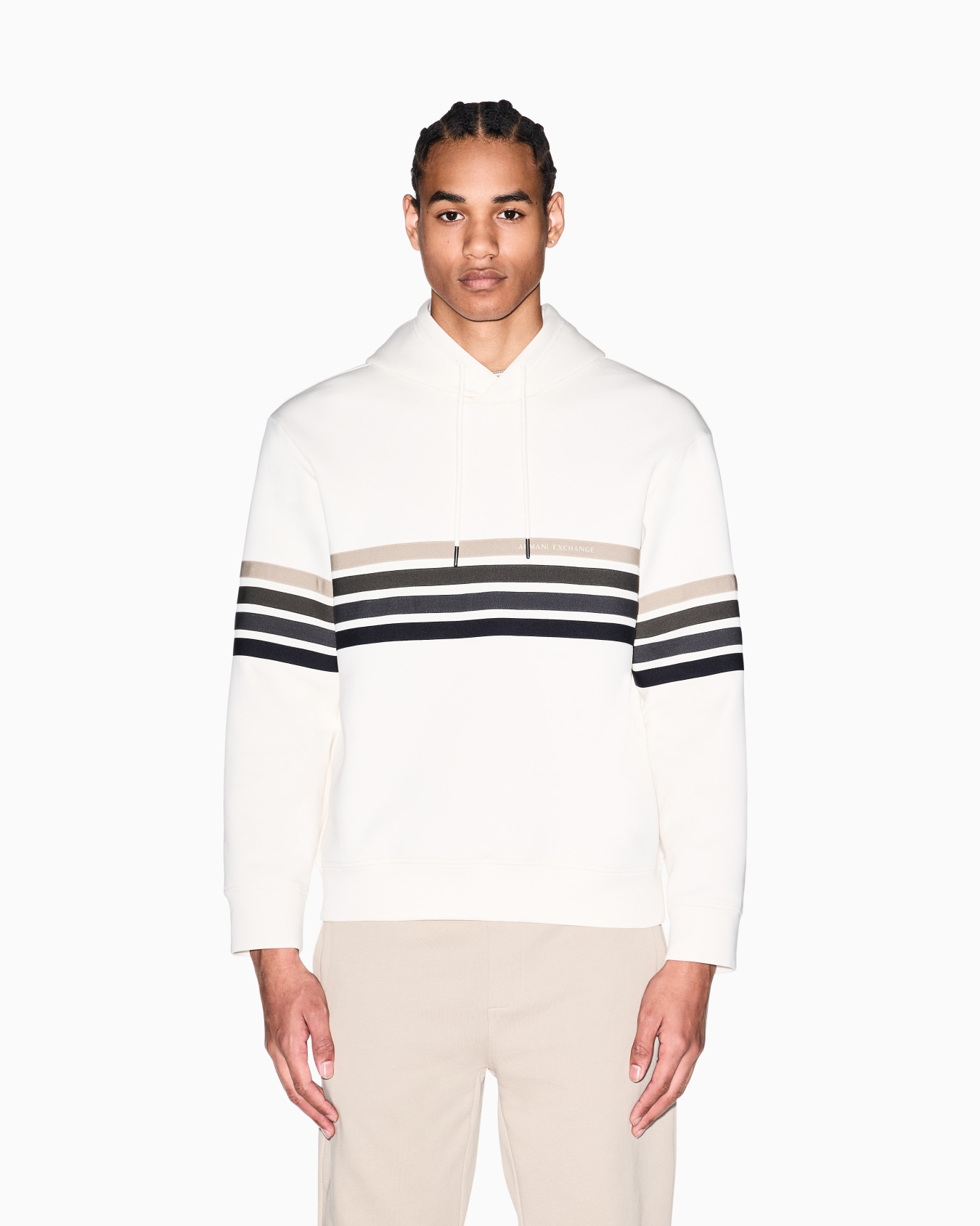 Structured Hooded Sweatshirt in Technical Stretch Cotton Slide 3