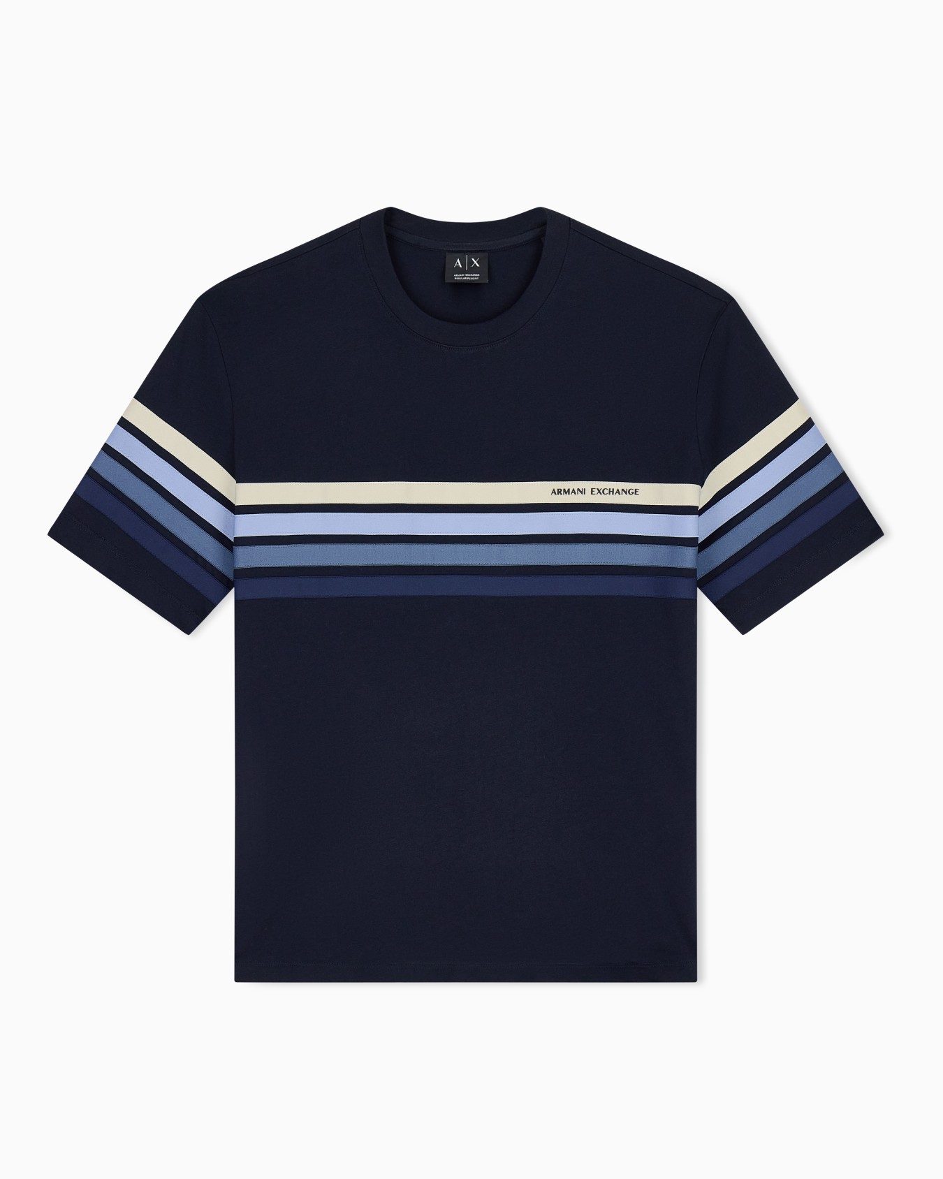 グラデーションテープディテール レギュラープラスフィット 半袖クルーネックTシャツ スライドする 0