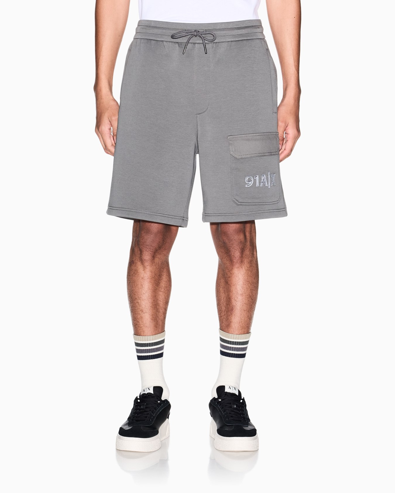 Bermuda con logo in felpa e tasca Slide 3