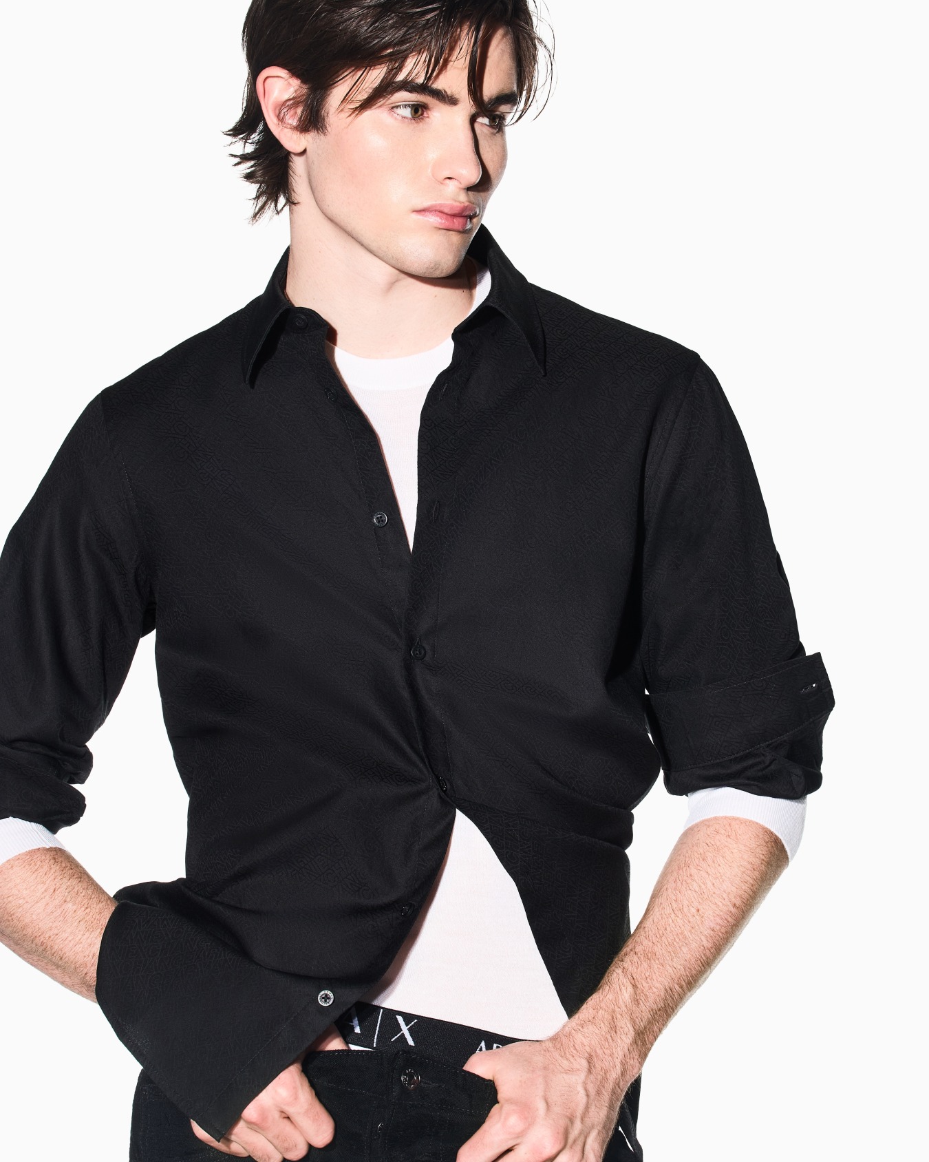 Casual Shirt in Textured Cotton Jacquard Slide 3