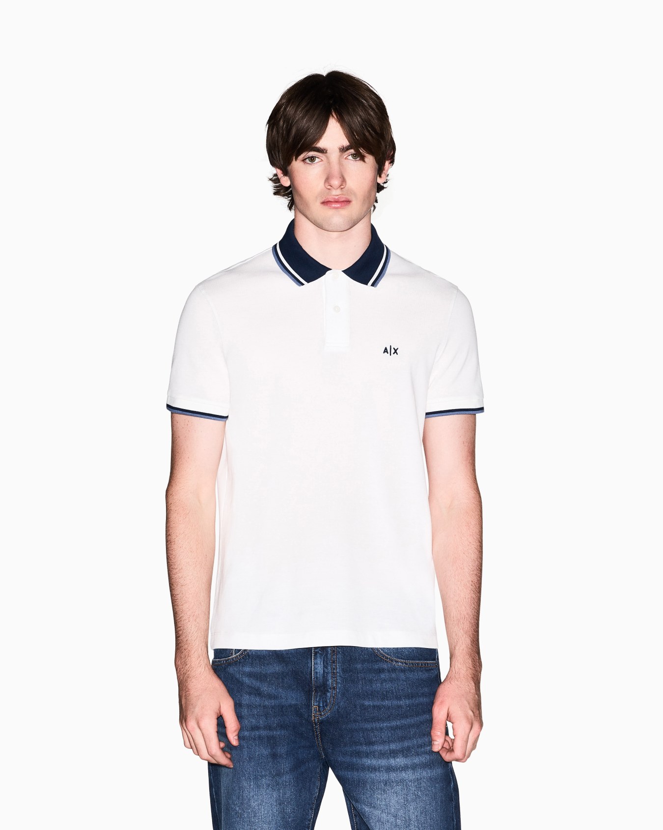 ロゴ オン バックネック 半袖ポロシャツ スライドする 3