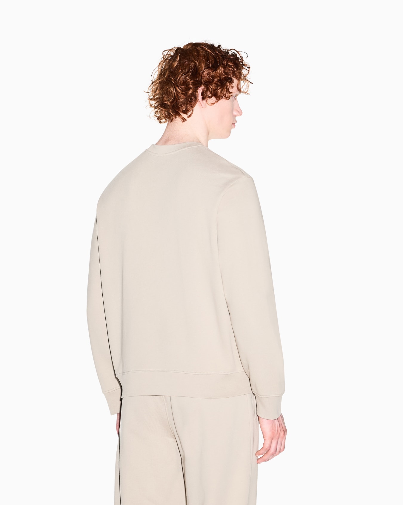 Diagonal Fleece Cotton Crewneck Sweatshirt Slide 3