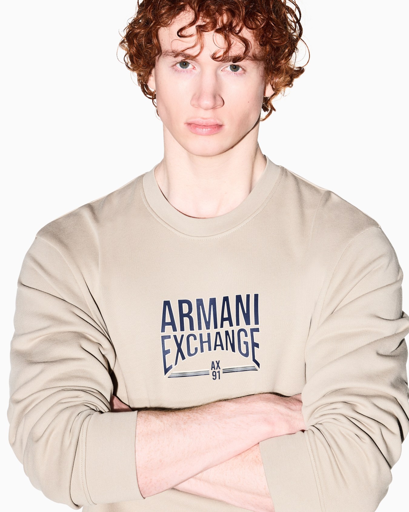 Diagonal Fleece Cotton Crewneck Sweatshirt Slide 4