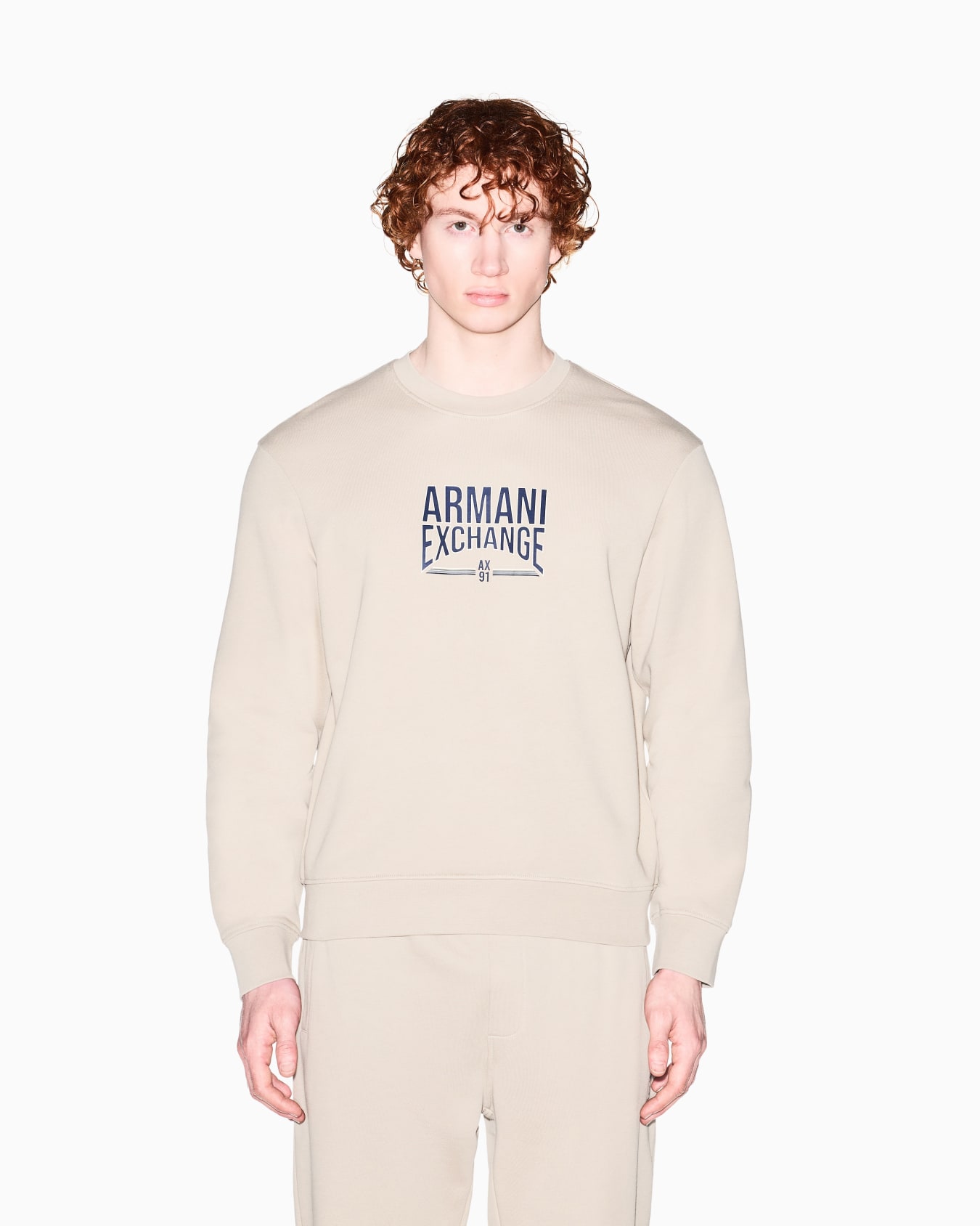 Diagonal Fleece Cotton Crewneck Sweatshirt Slide 2