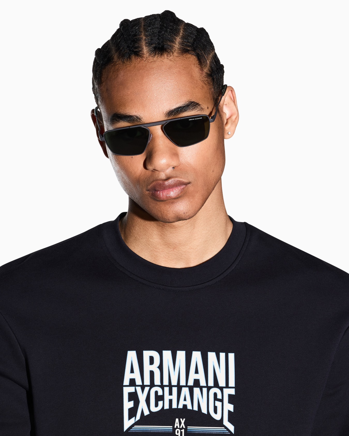 Diagonal Fleece Cotton Crewneck Sweatshirt Slide 4