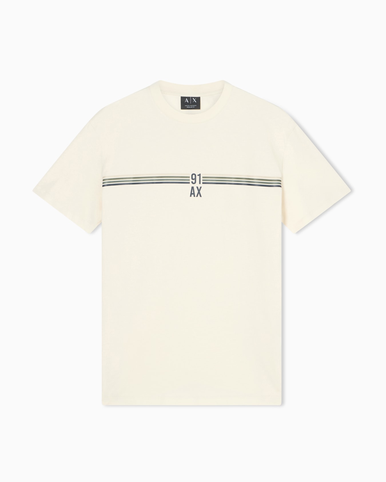 91ロゴ グラデーションラインディテール レギュラーフィット 半袖クルーネックTシャツ スライドする 0