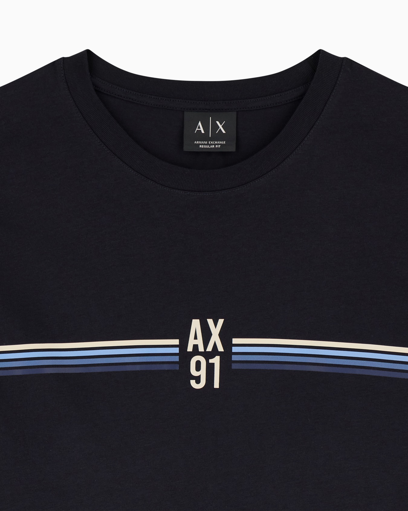 91ロゴ グラデーションラインディテール レギュラーフィット 半袖クルーネックTシャツ スライドする 3