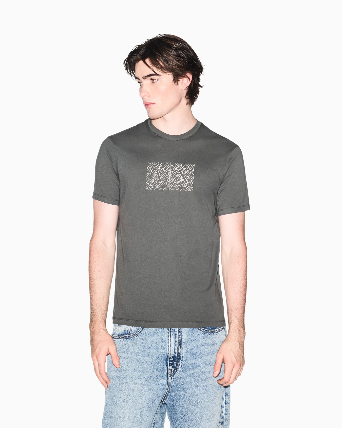 ダイアゴナルオールオーバーロゴ ボックスプリント スリムフィット 半袖クルーネックTシャツ スライドする 3