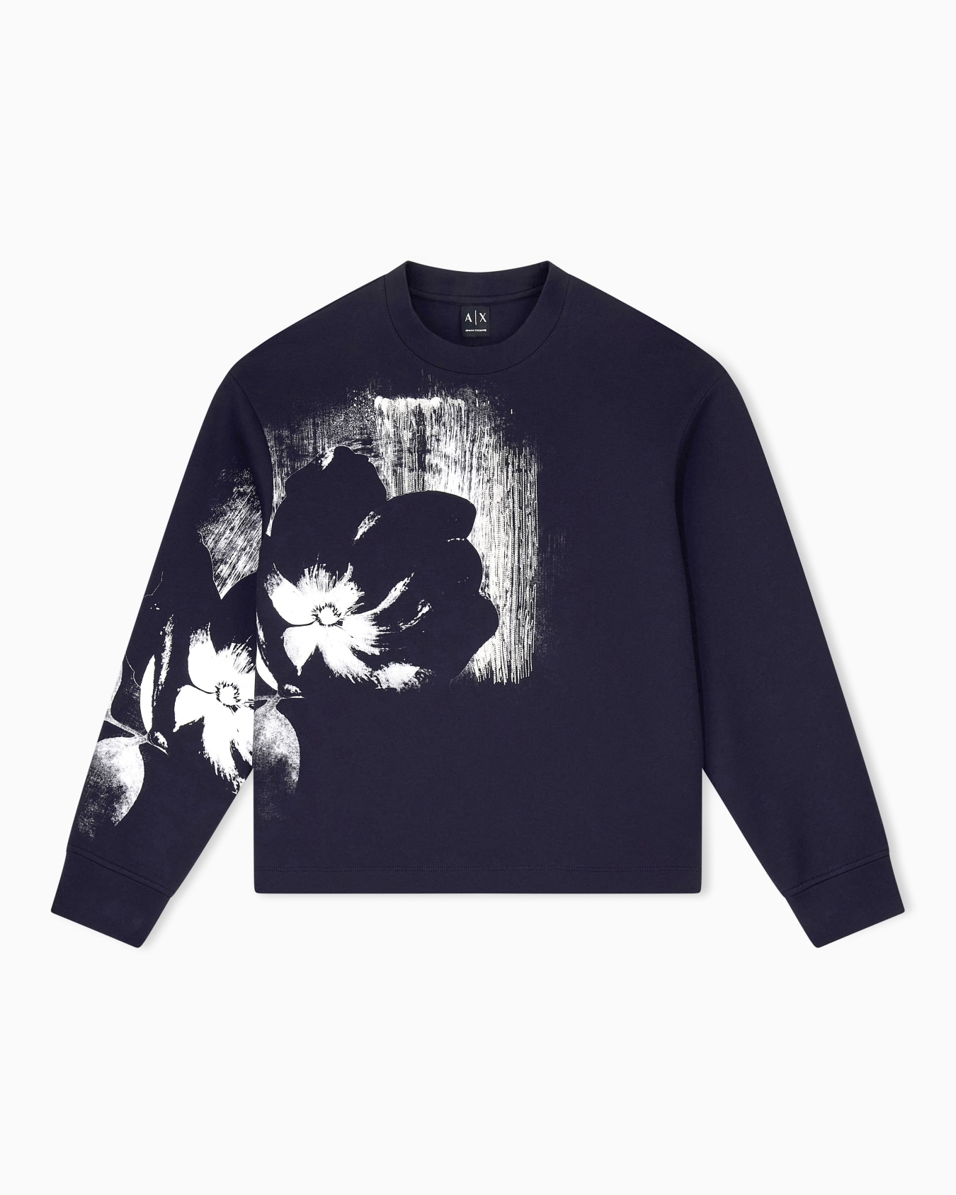 Felpa girocollo in cotone stretch con stampa floreale Slide 0