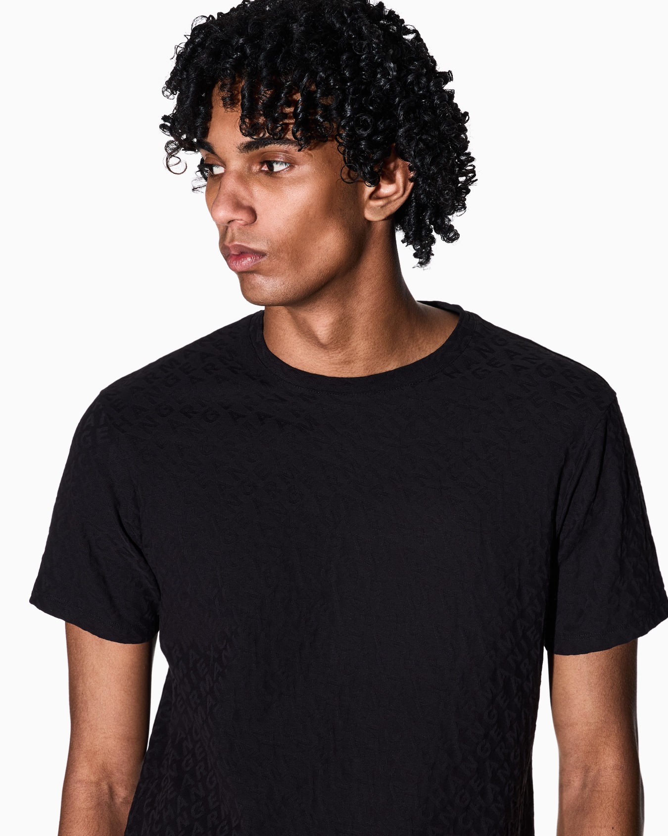 Slim Fit T-shirt in Mercerized Jacquard Jersey 슬라이드 4