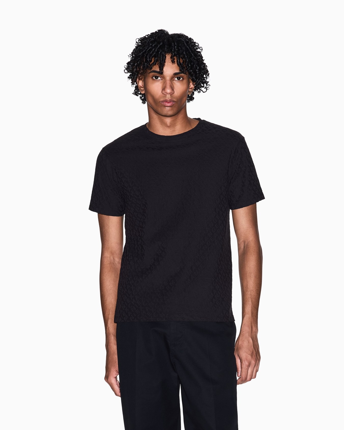 Slim Fit T-shirt in Mercerized Jacquard Jersey 슬라이드 3