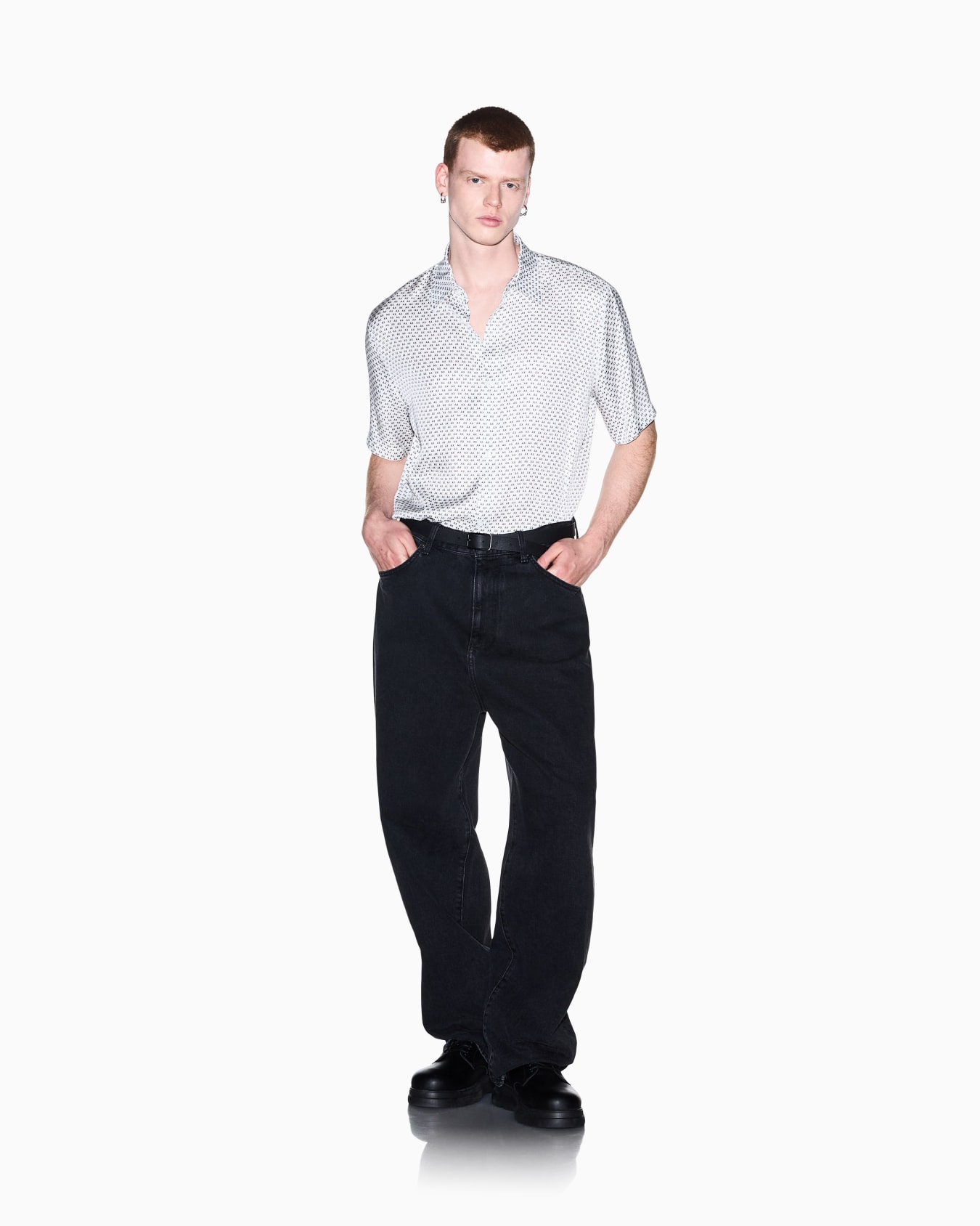 oversized fit shirt in eco-viscose twill Slide 1