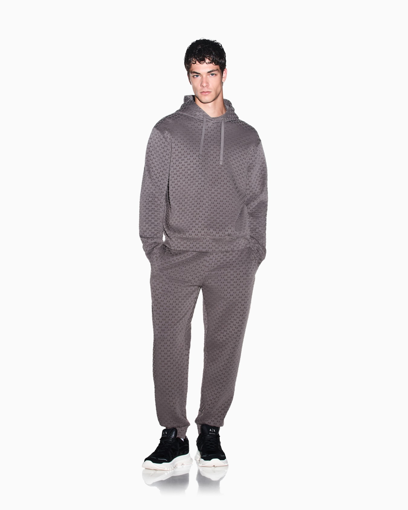 Sweatshirt with regular fit in bonded stretch cotton Slide 1