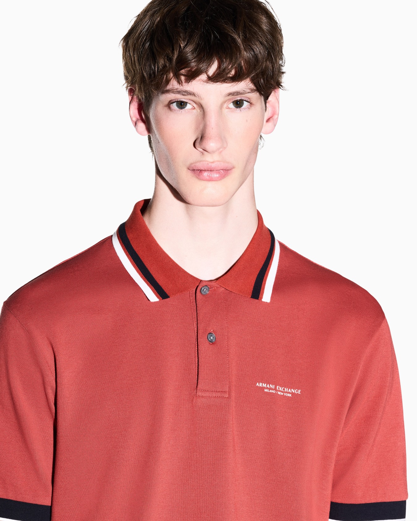 regular fit polo shirt in cotton piquet with rib details Slide 5