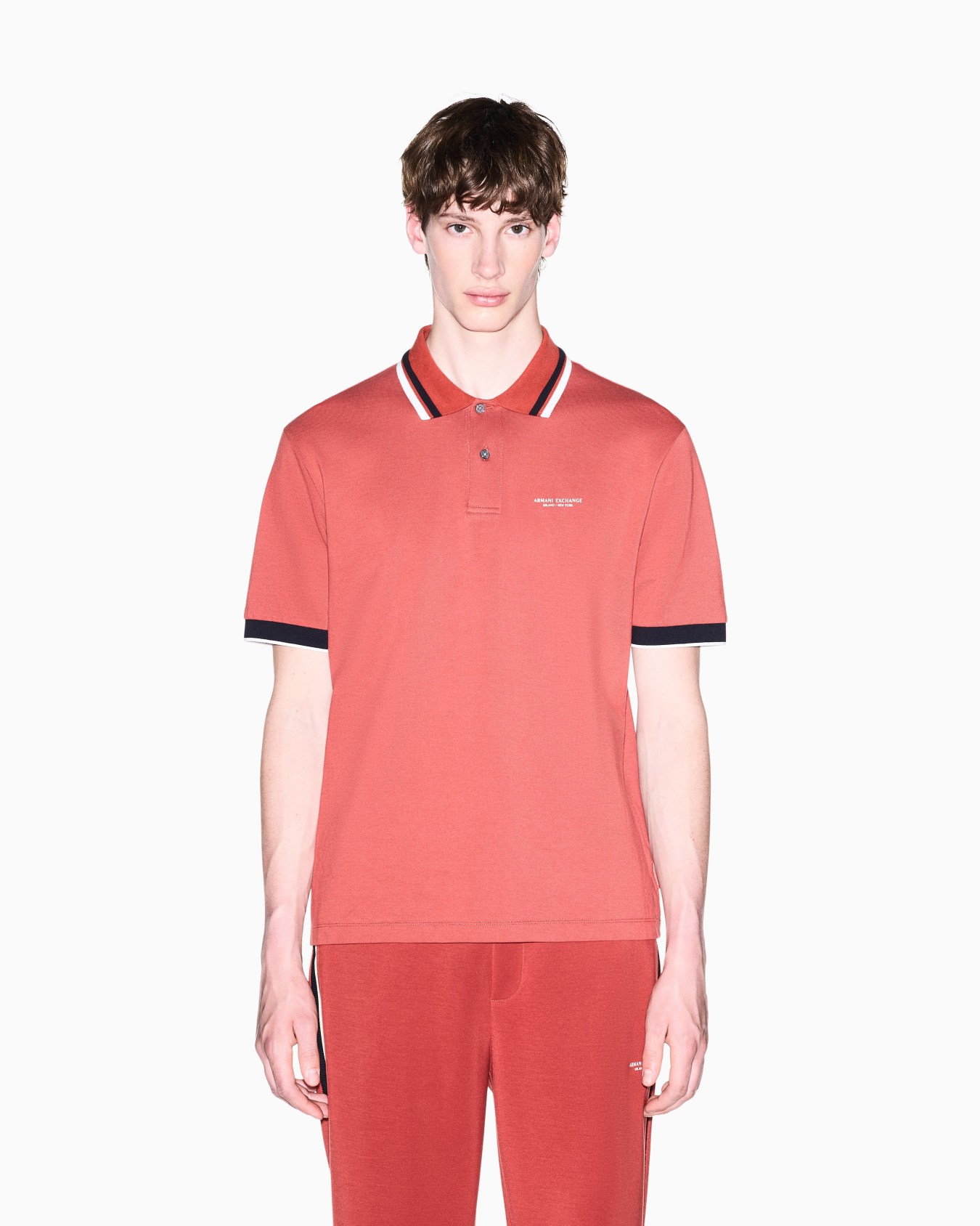 regular fit polo shirt in cotton piquet with rib details Slide 3