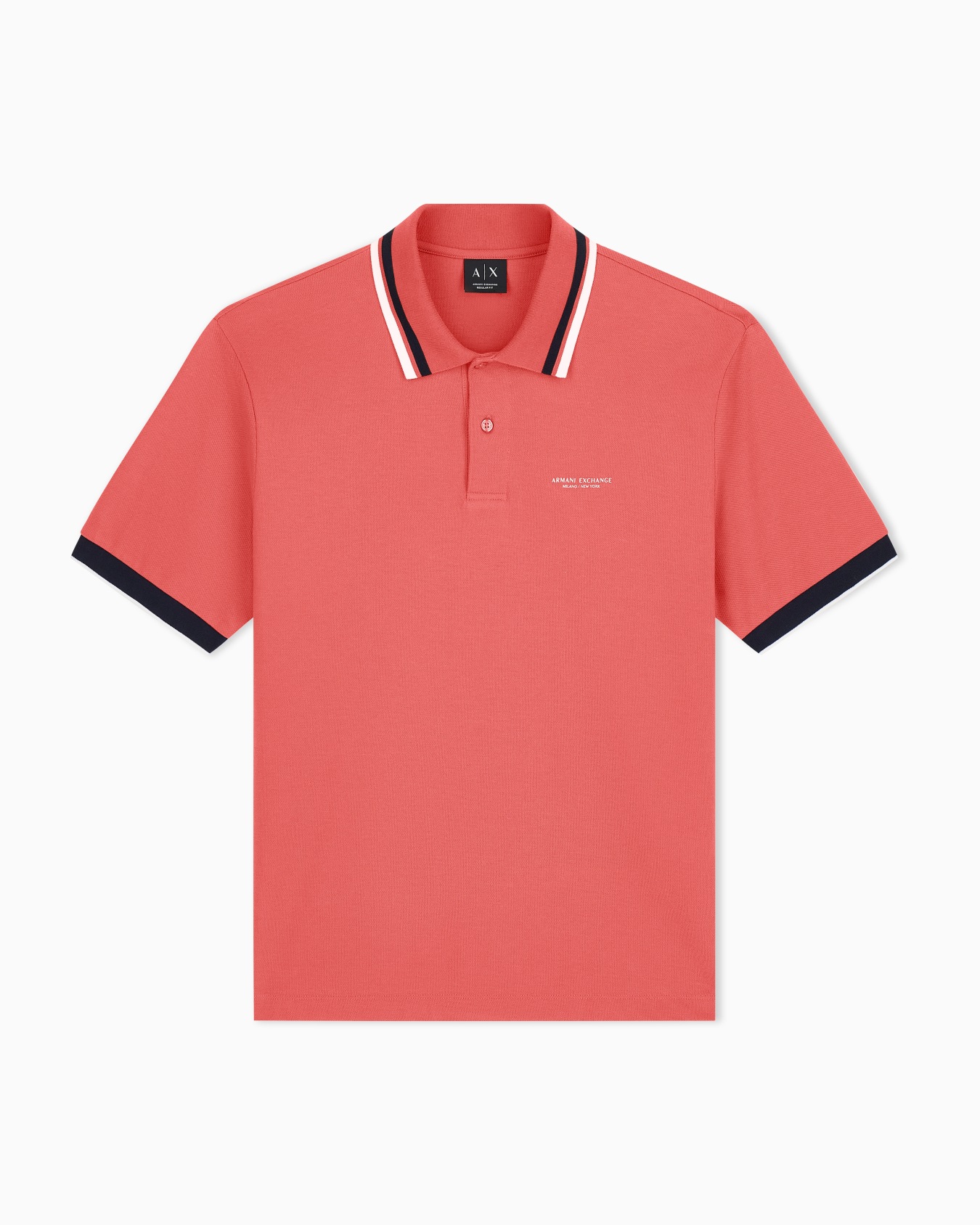 regular fit polo shirt in cotton piquet with rib details Slide 0