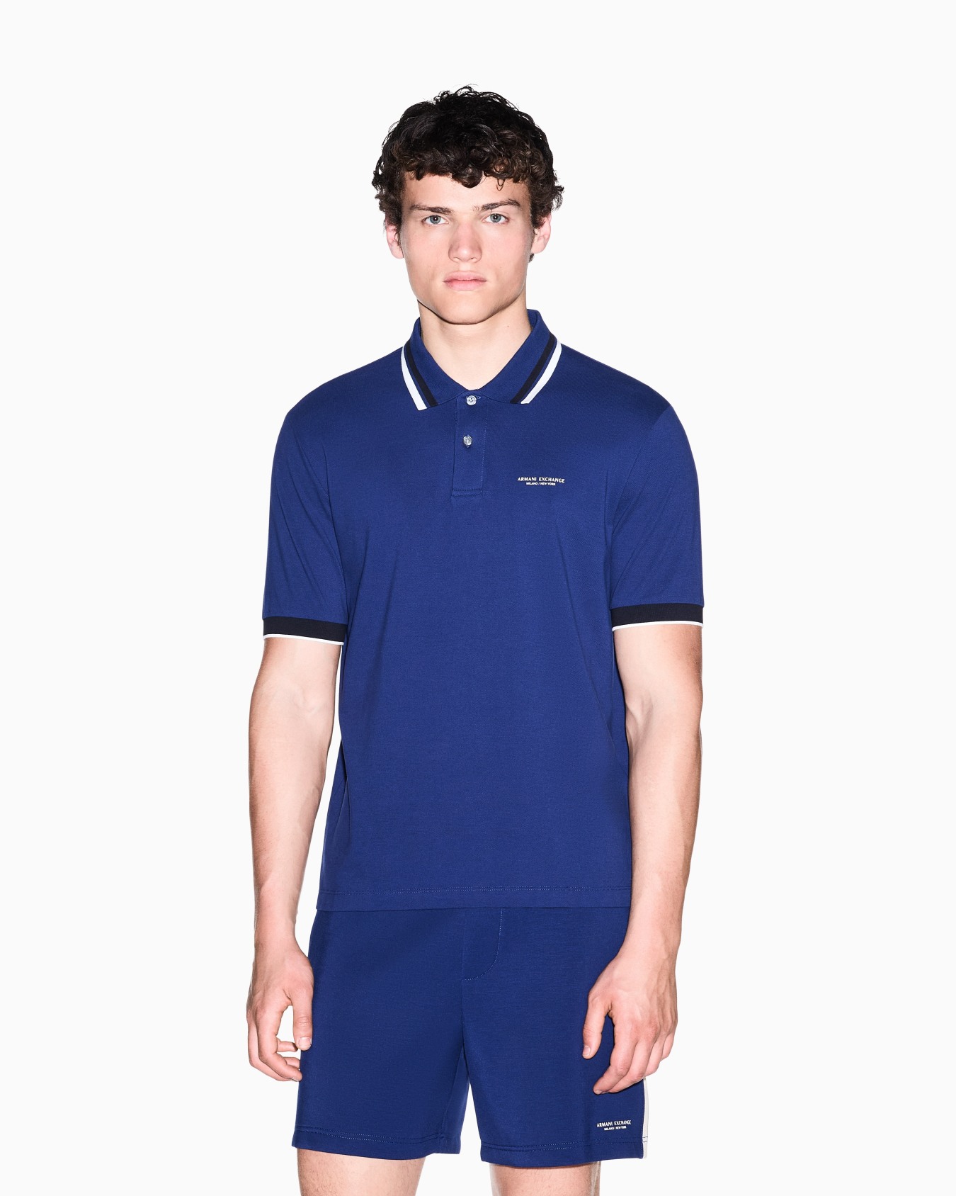regular fit polo shirt in cotton piquet with rib details Slide 3