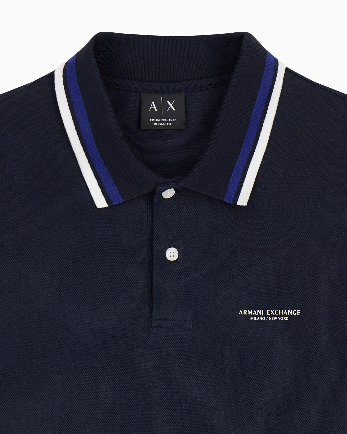 Polo de punto piqué con ribete a rayas y logotipo bordado Diapositiva 4