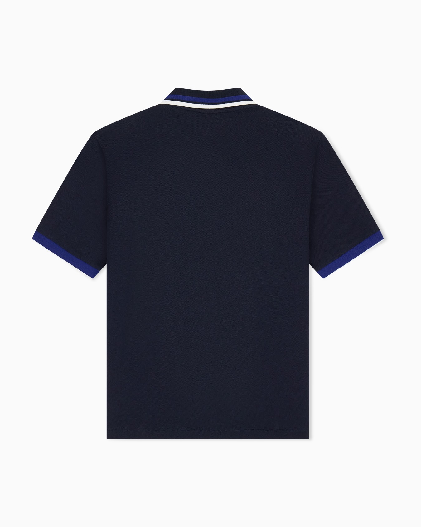 Polo de punto piqué con ribete a rayas y logotipo bordado Diapositiva 2