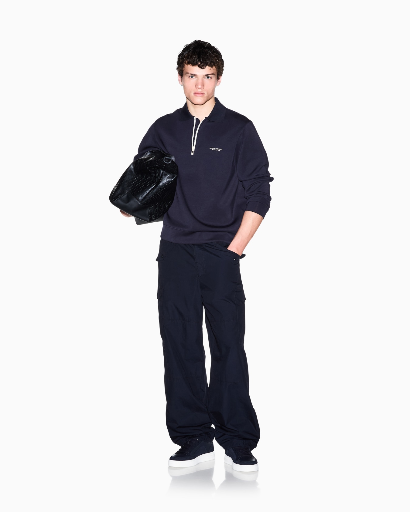 Felpa in modal stretch con zip a quarto Slide 1