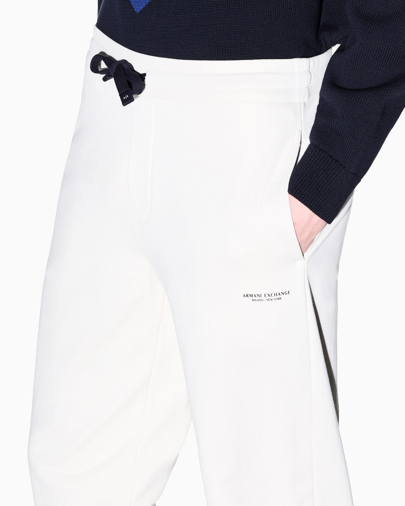 regular fit trousers in cotton French terry with rib trim Slide 5