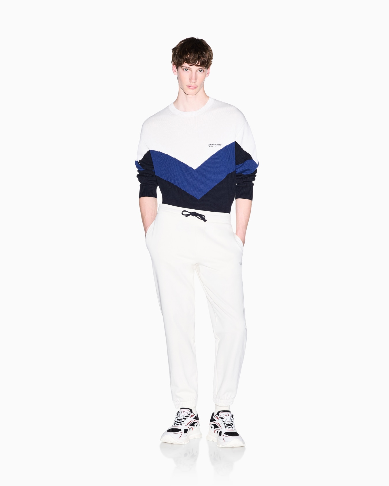 regular fit trousers in cotton French terry with rib trim Slide 1